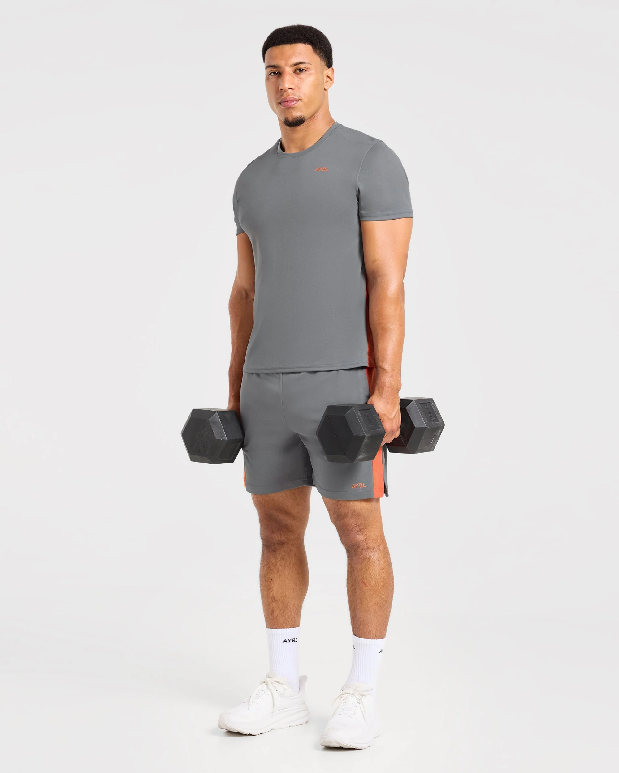 Active Shorts - Charcoal/Orange - Image 7