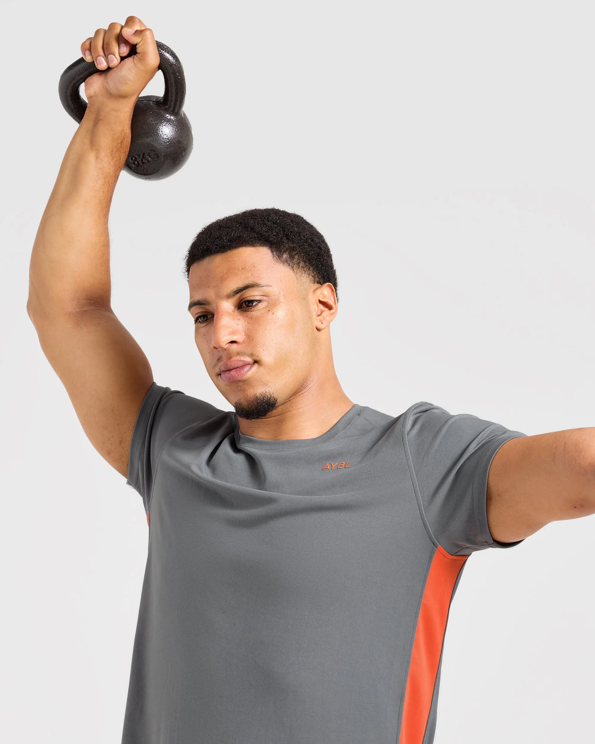 Active T Shirt - Charcoal/Orange - Image 8