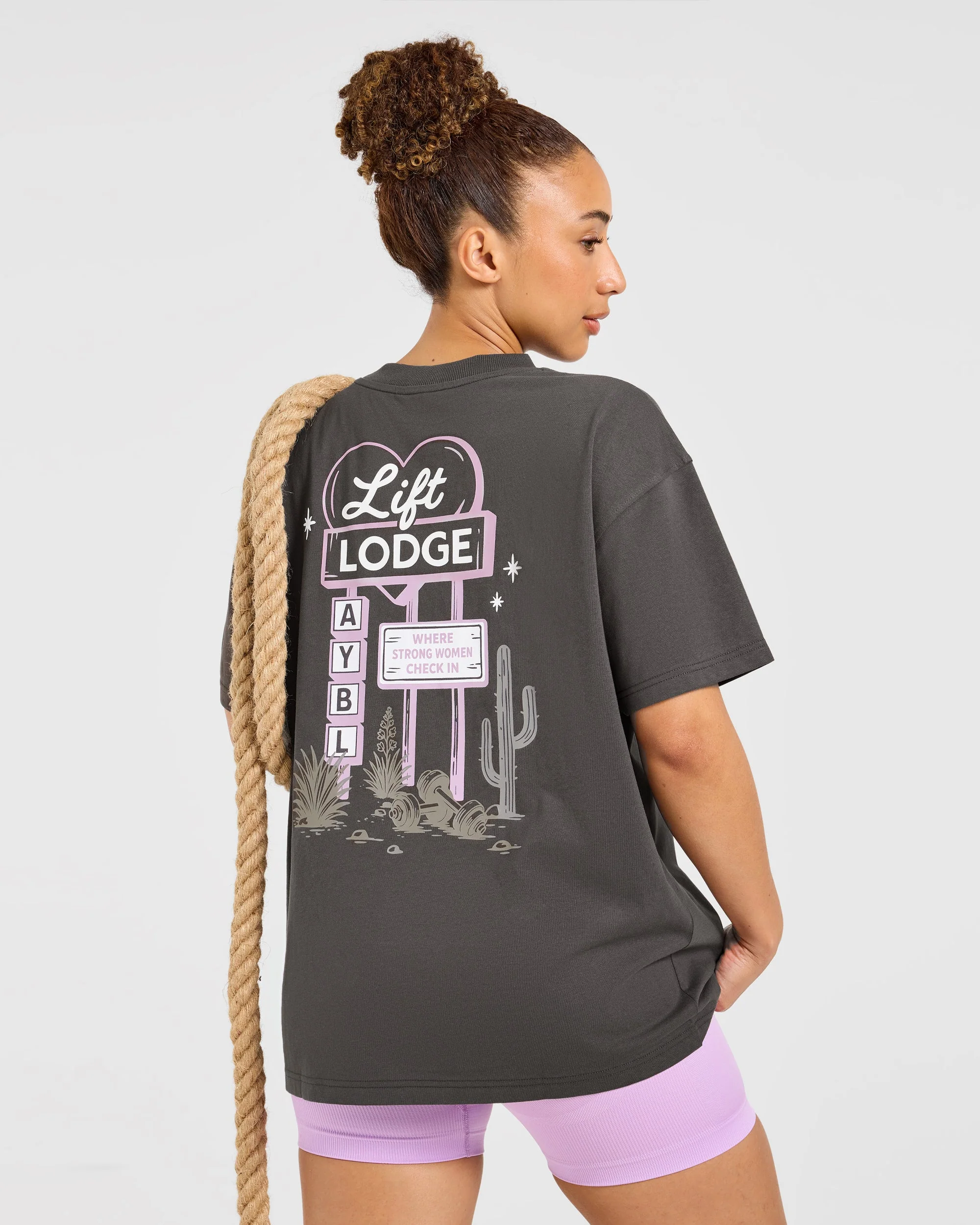 AYBL Lift Lodge Oversized T Shirt - Charcoal - Image 7