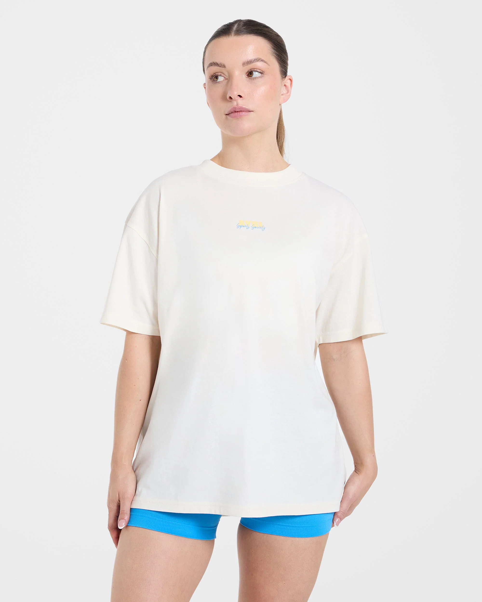 AYBL Sports Society Oversized T Shirt - Off Blanc - Image 2