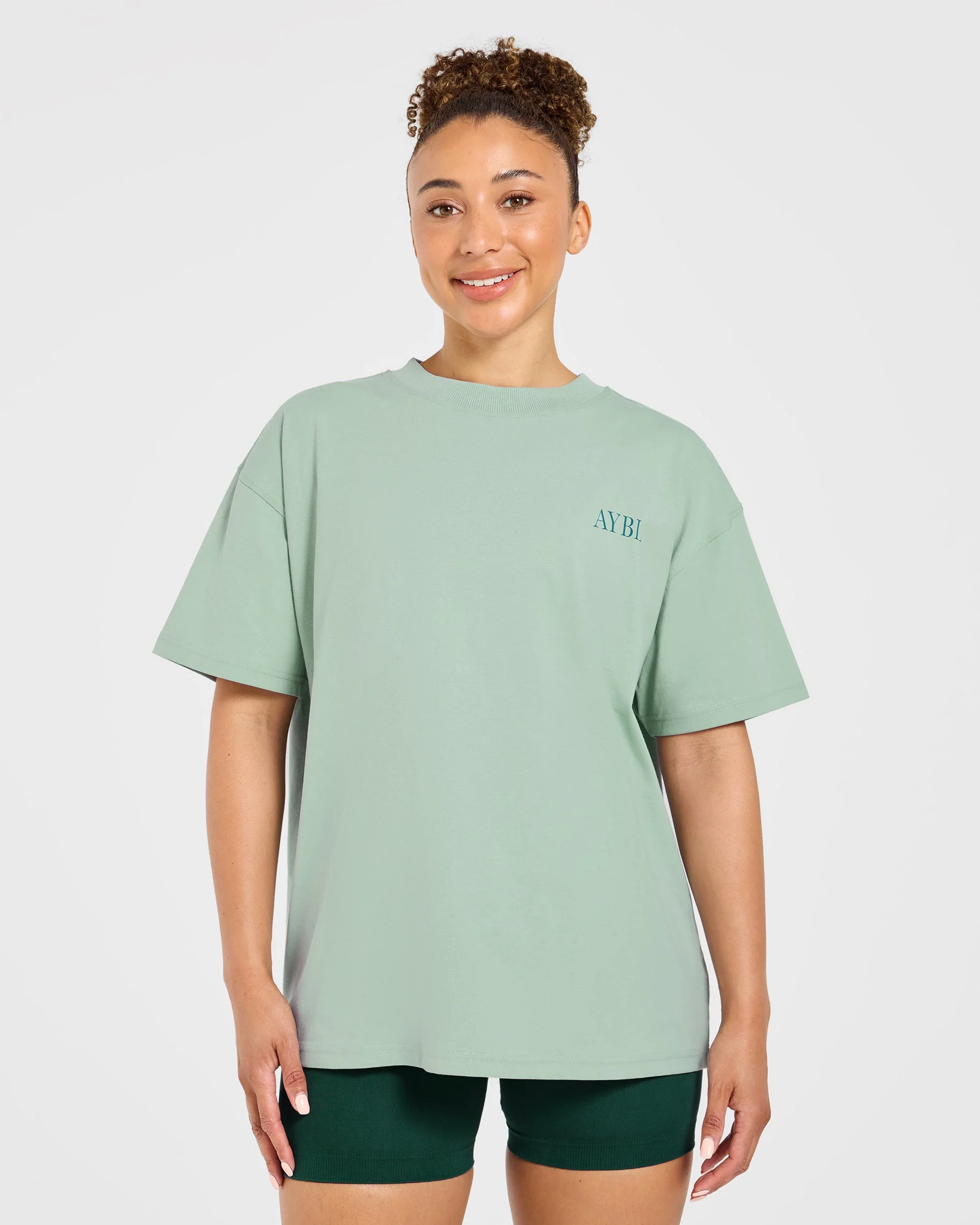 AYBL Strength Club Oversized T Shirt - Dark Sage - Image 2