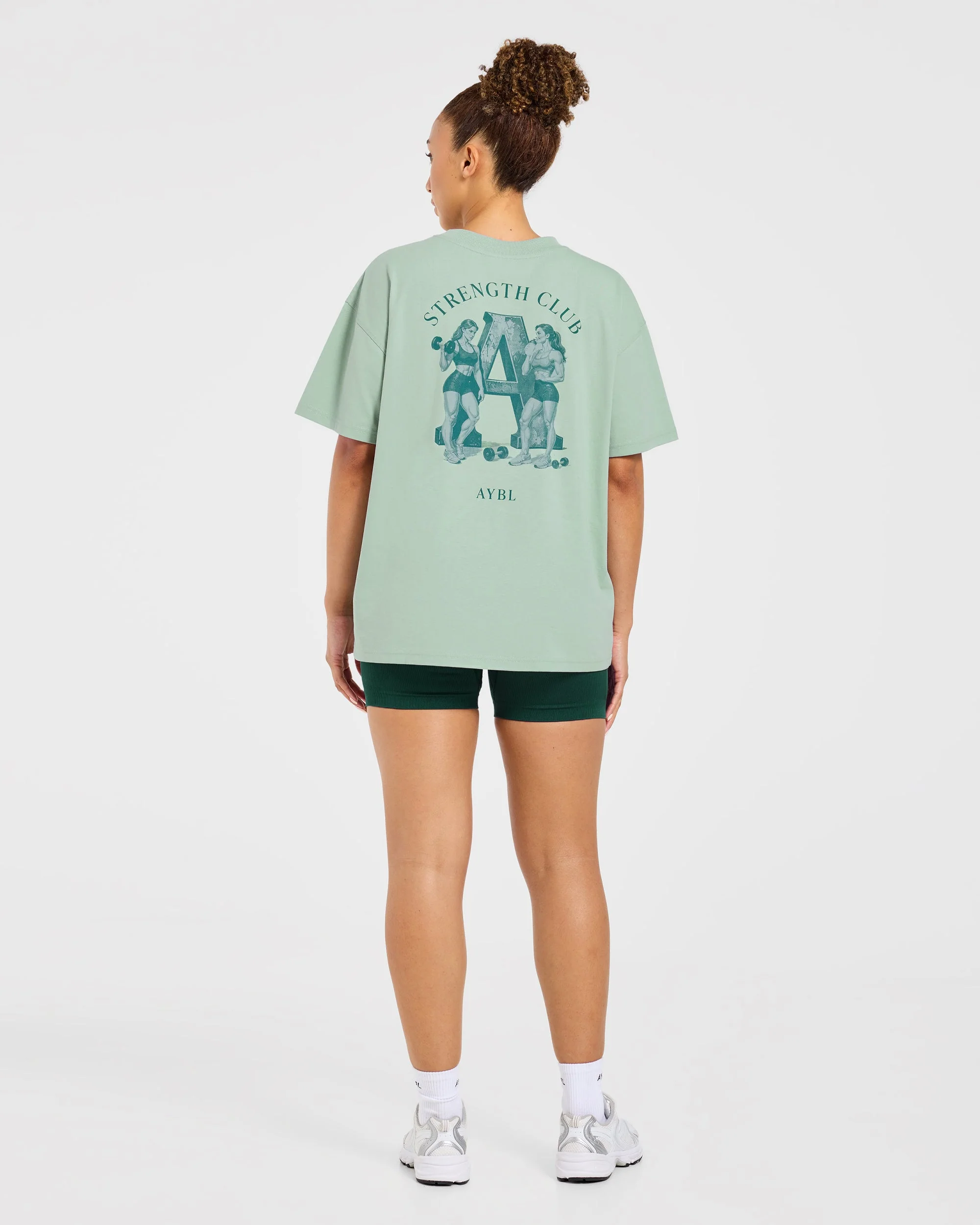 AYBL Strength Club Oversized T Shirt - Dark Sage - Image 4