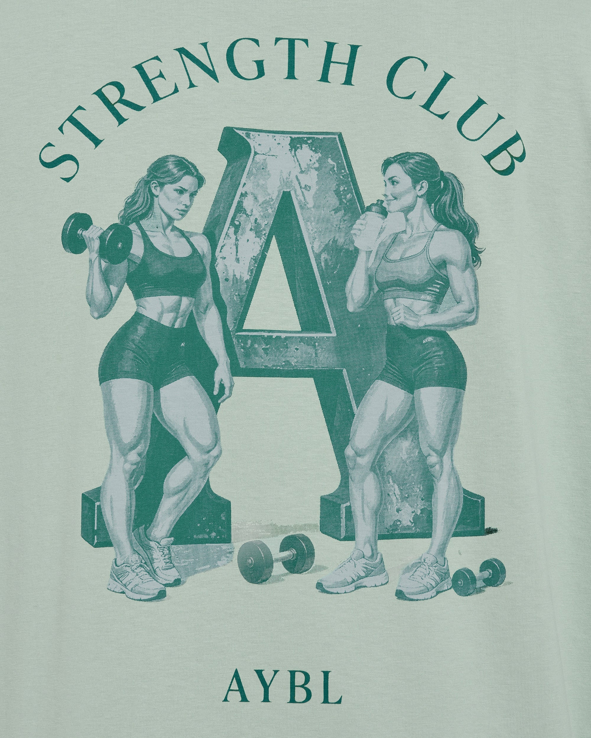 AYBL Strength Club Oversized T Shirt - Dark Sage - Image 6