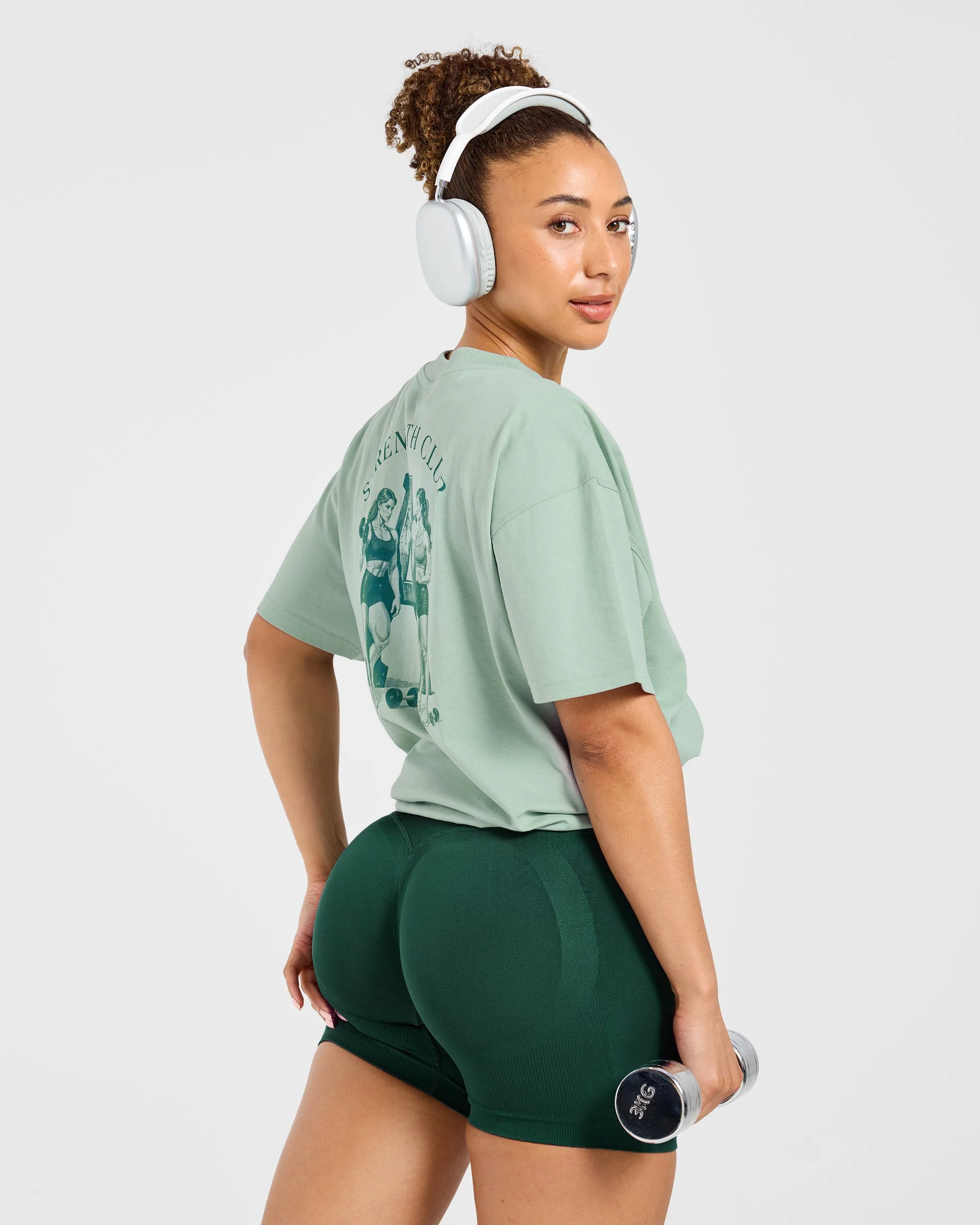 AYBL Strength Club Oversized T Shirt - Dark Sage - Image 7
