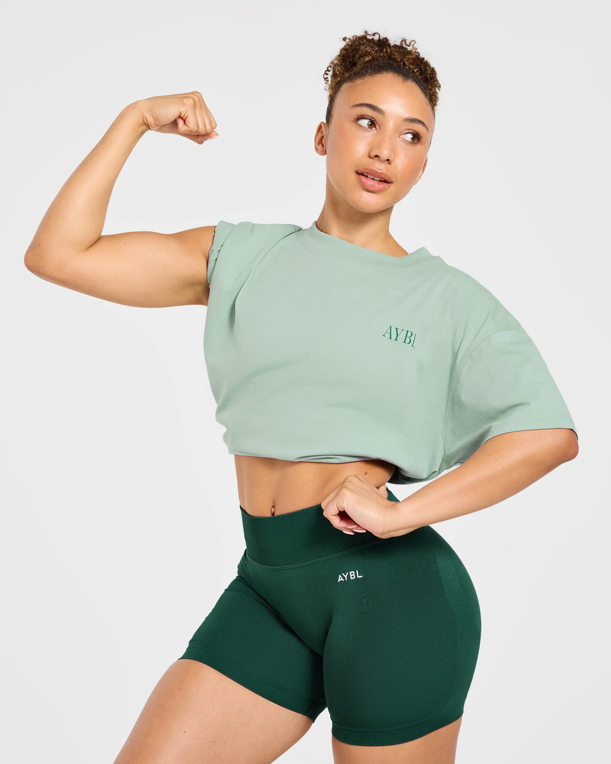 AYBL Strength Club Oversized T Shirt - Dark Sage - Image 8