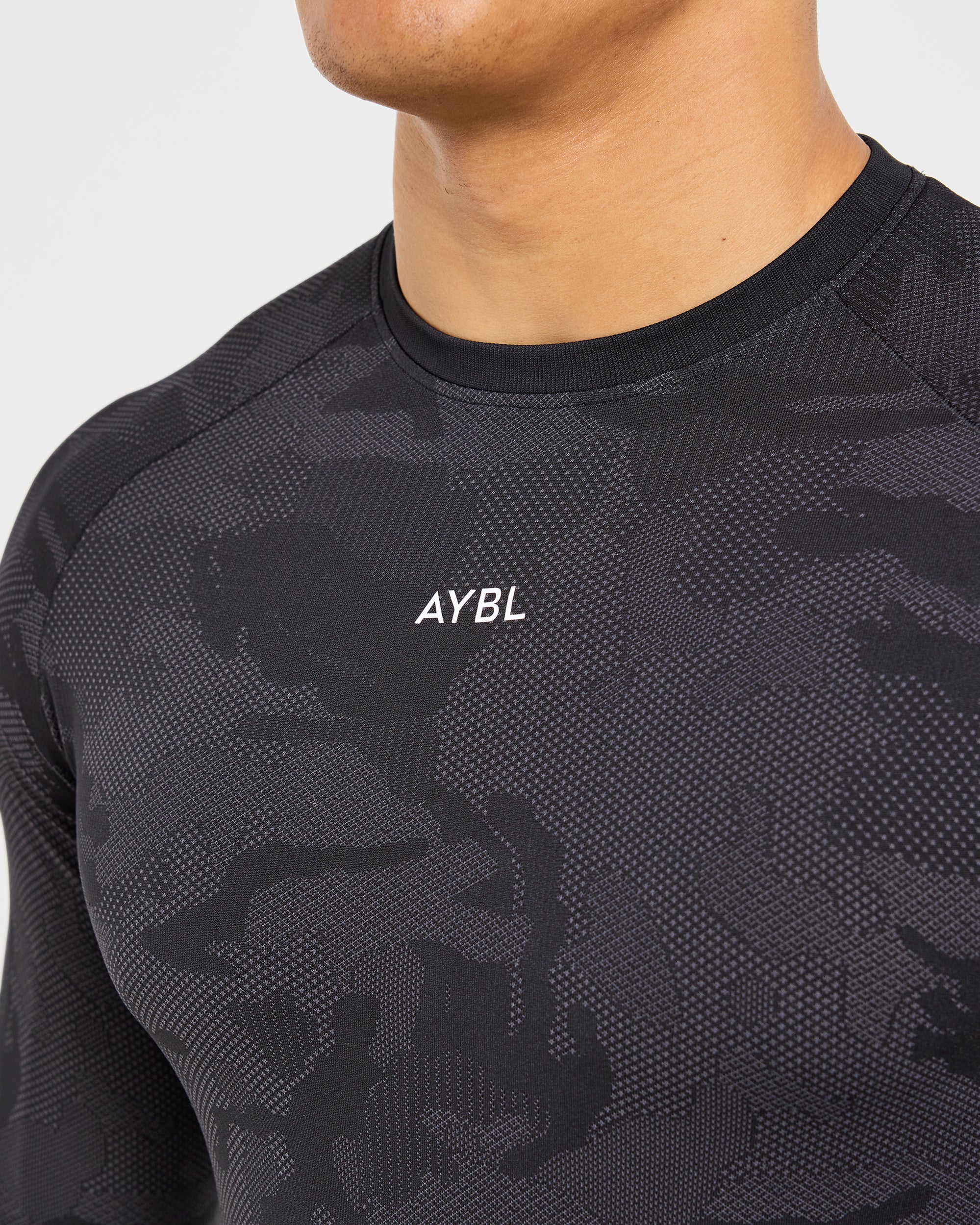 Camo Seamless Long Sleeve T Shirt - Noir - Image 5