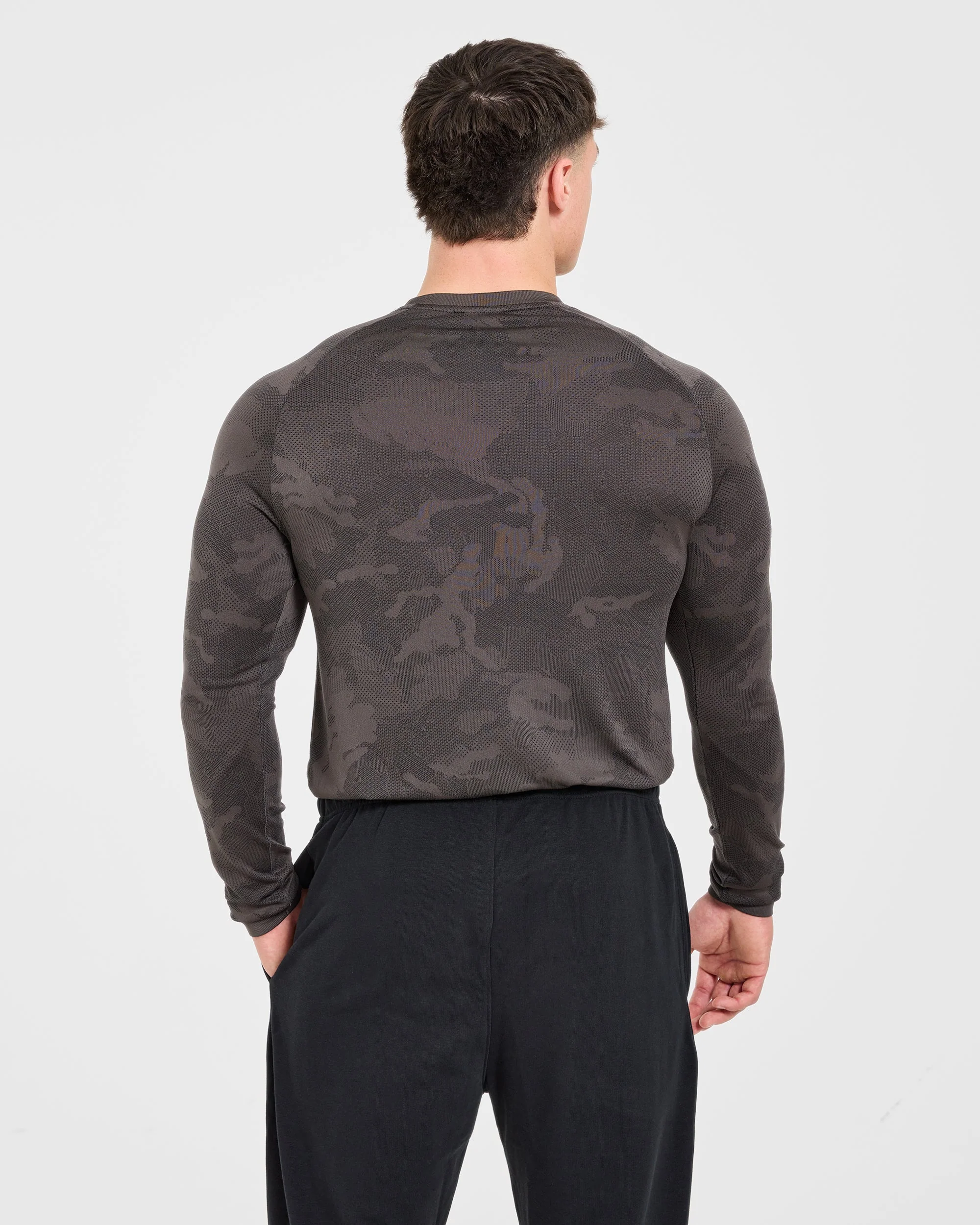 Camo Seamless Long Sleeve T Shirt - Charcoal - Image 2