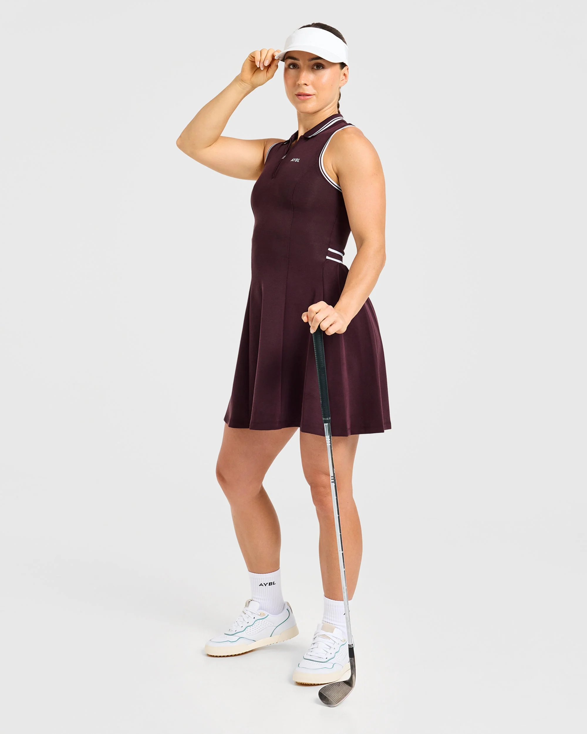 Classic Pleated Dress - Burgundy - Image 8