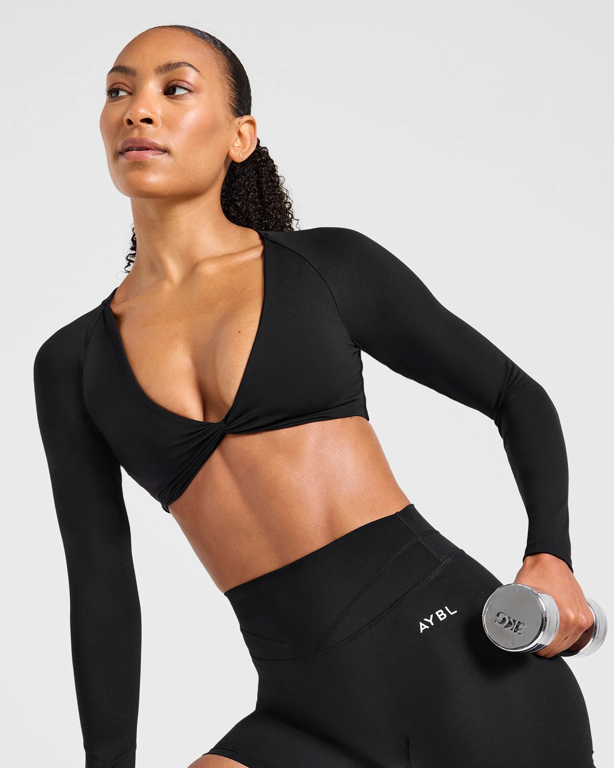 Engage Long Sleeve Crop Top - Noir - Image 7