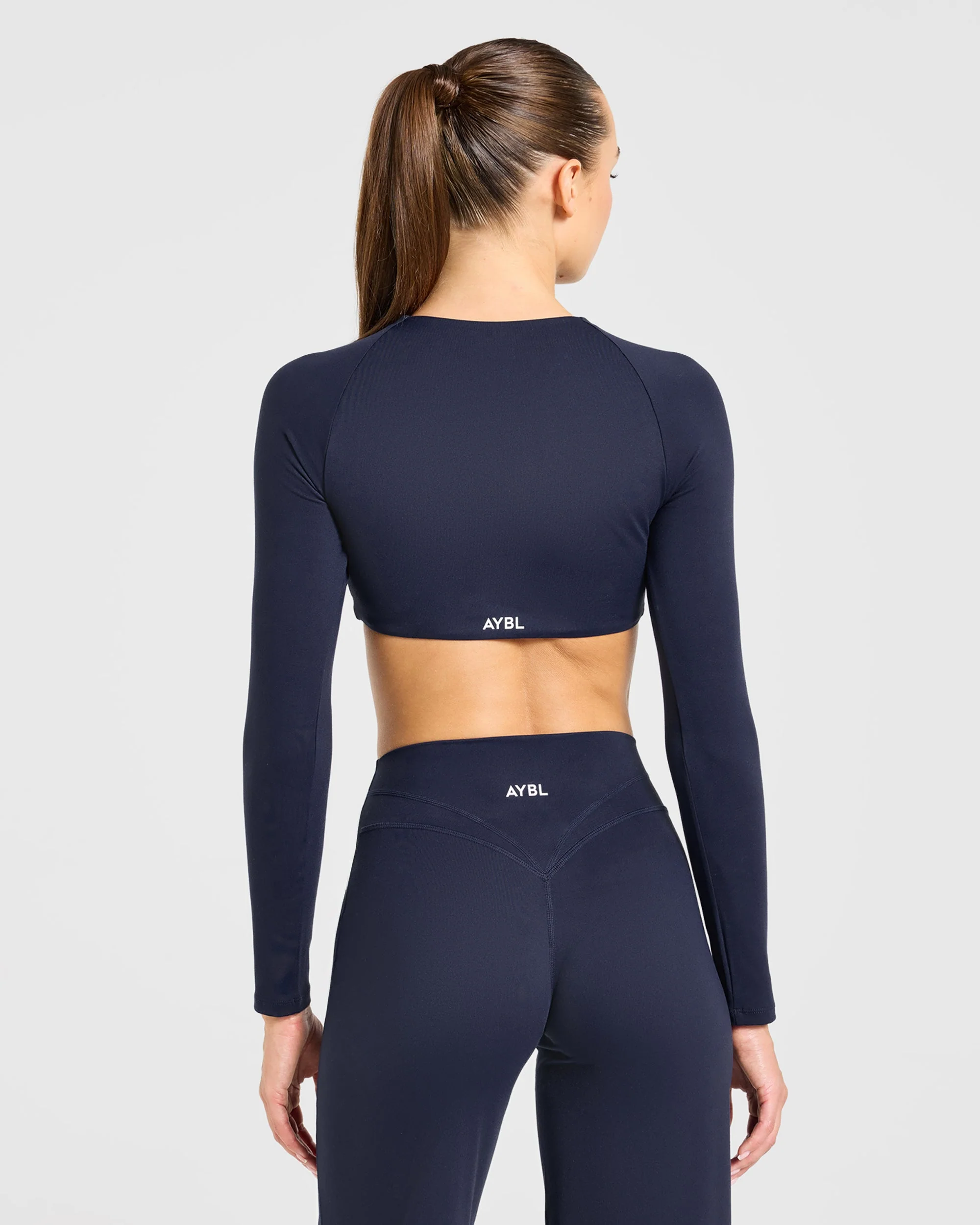 Engage Long Sleeve Crop Top - Deep Navy - Image 2