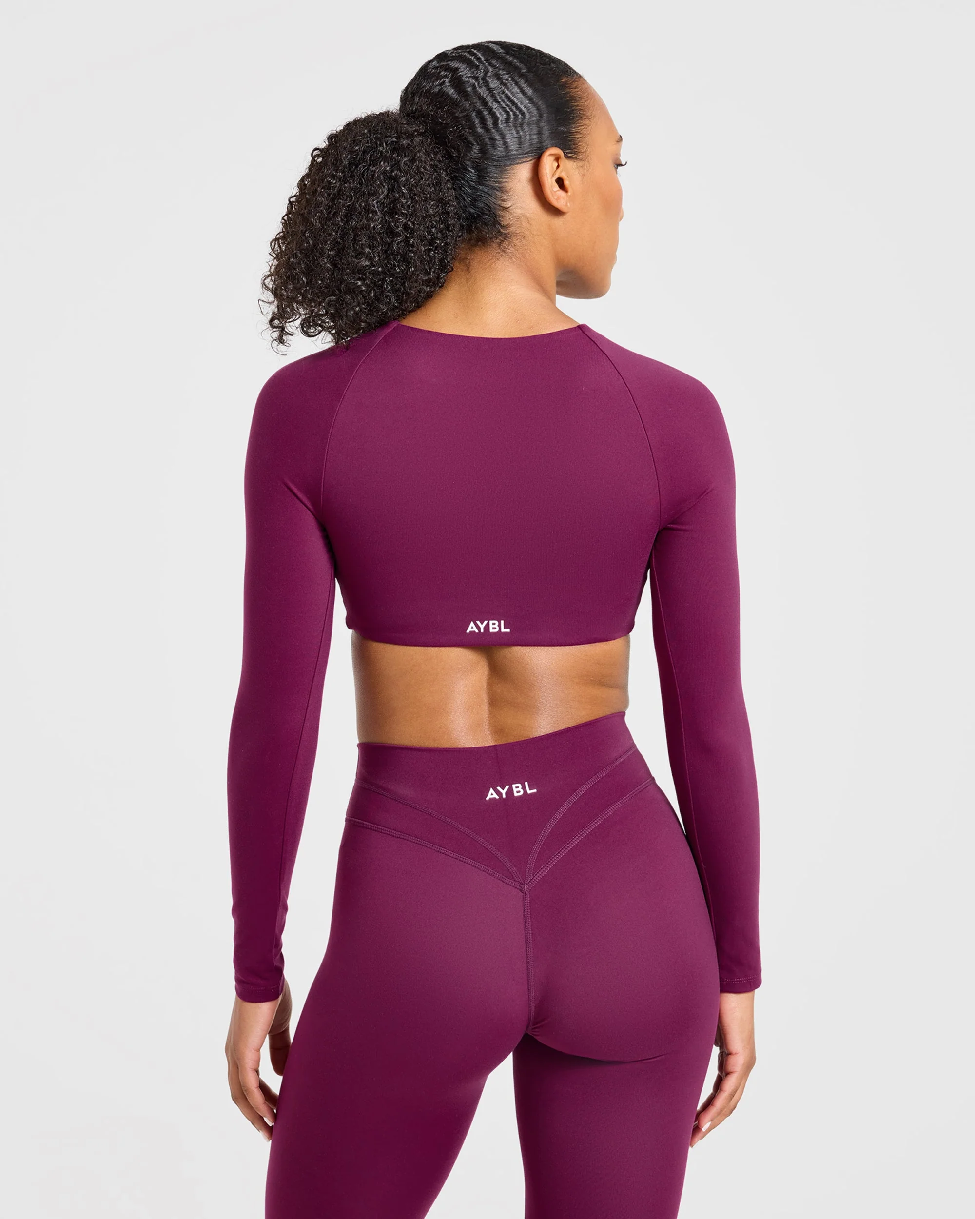 Engage Long Sleeve Crop Top - Rich Plum - Image 2