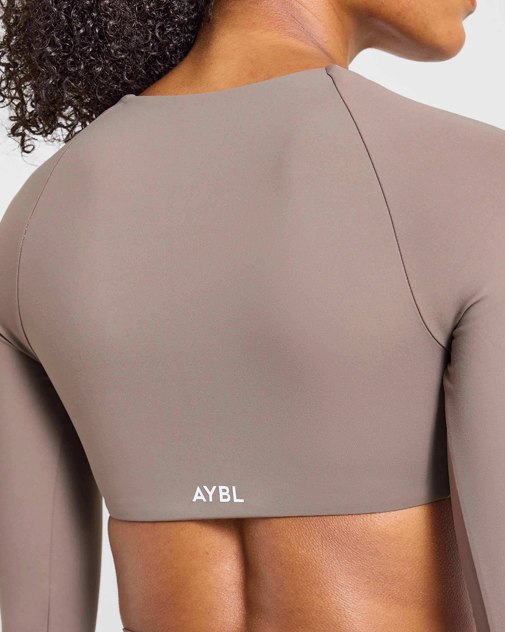 Engage Long Sleeve Crop Top - Warm Taupe - Image 6