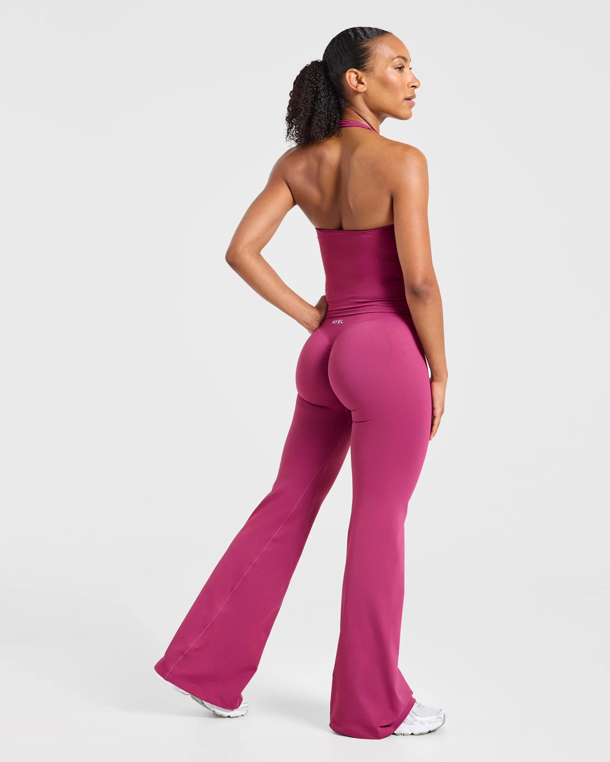 Enhance Seamless Flared Leggings - Dusky Rose - Image 4
