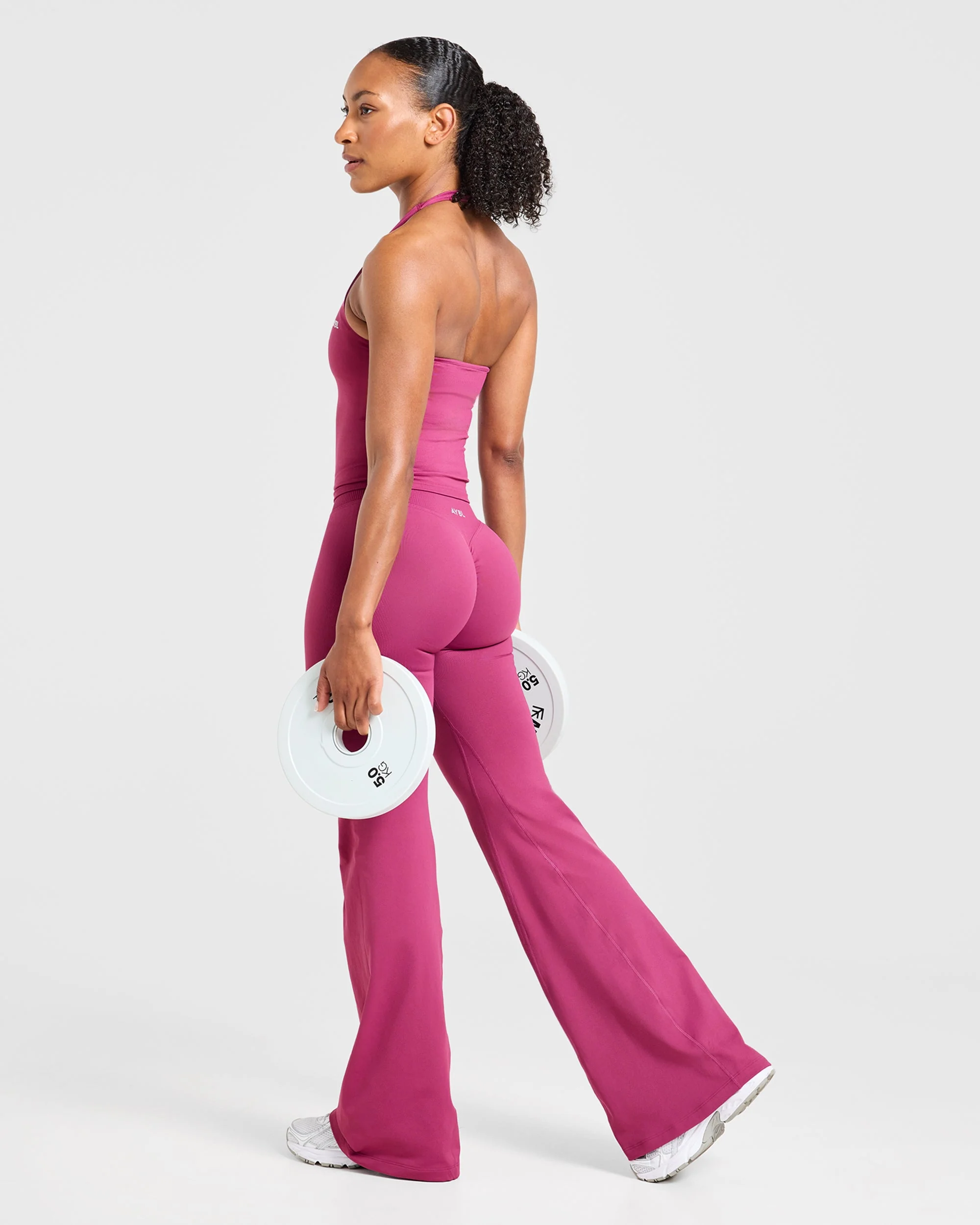 Enhance Seamless Flared Leggings - Dusky Rose - Image 7