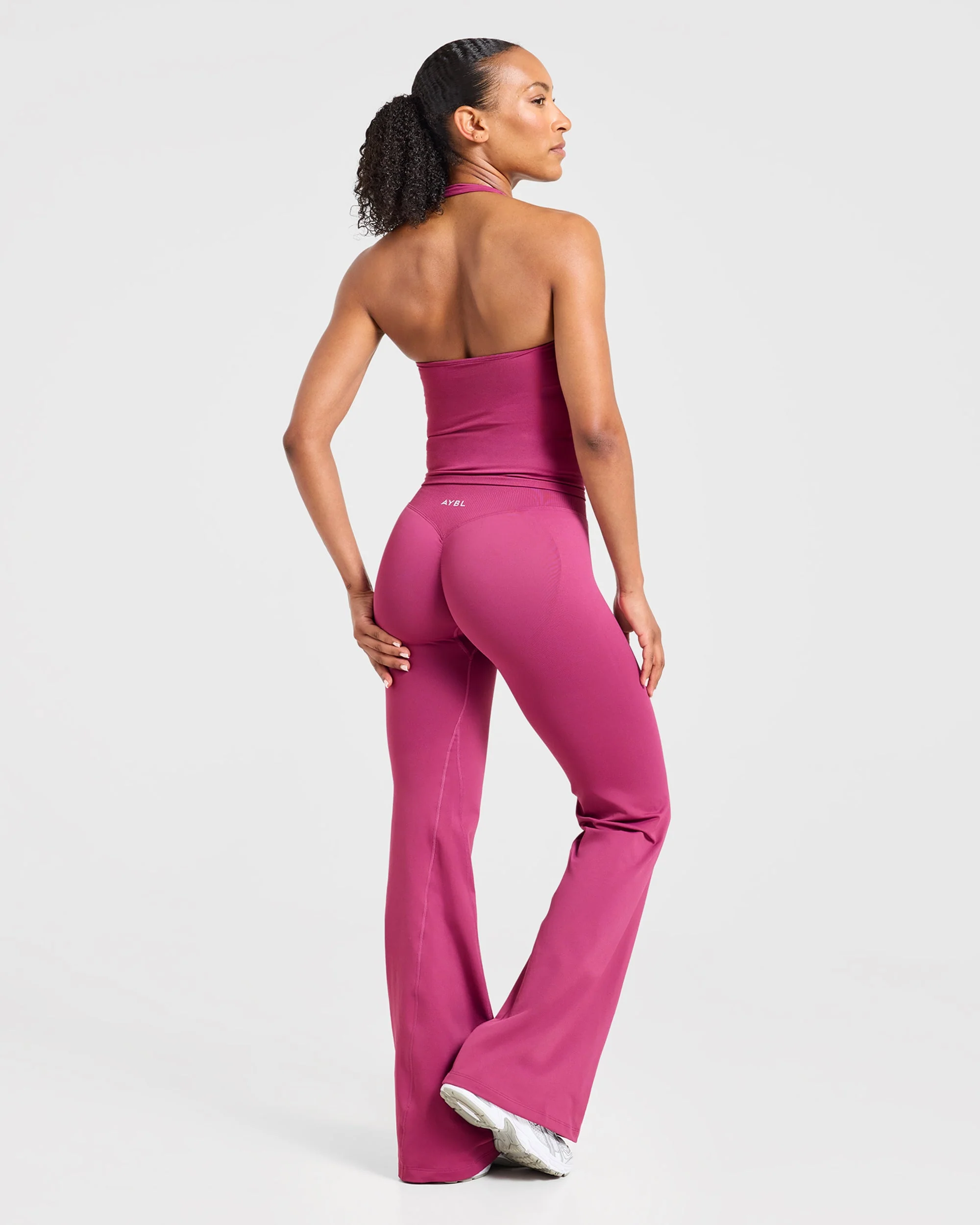 Enhance Seamless Flared Leggings - Dusky Rose - Image 8