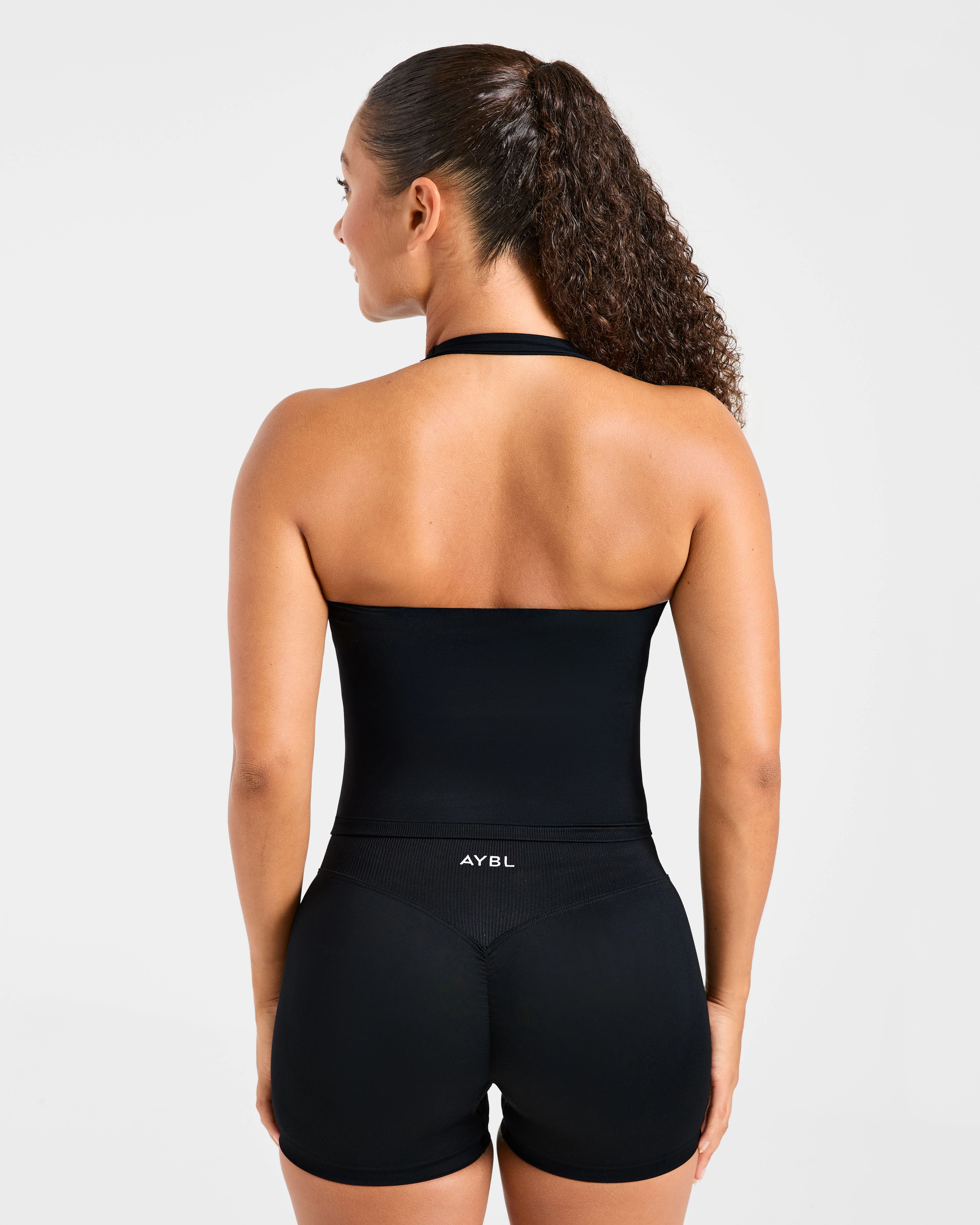 Enhance Seamless Halterneck Top - Noir - Image 2