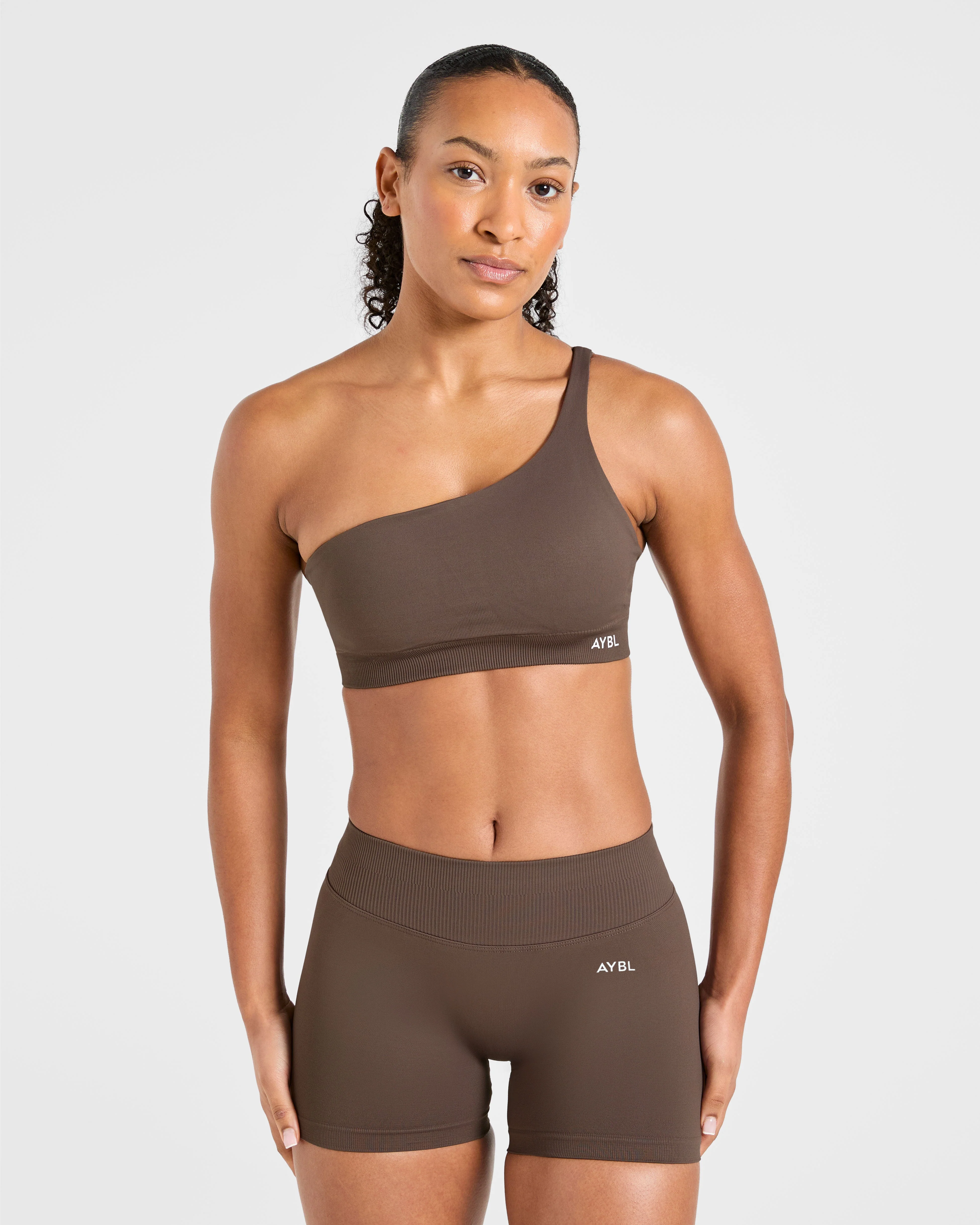 Enhance Seamless One Shoulder Sports Bra - Marron
