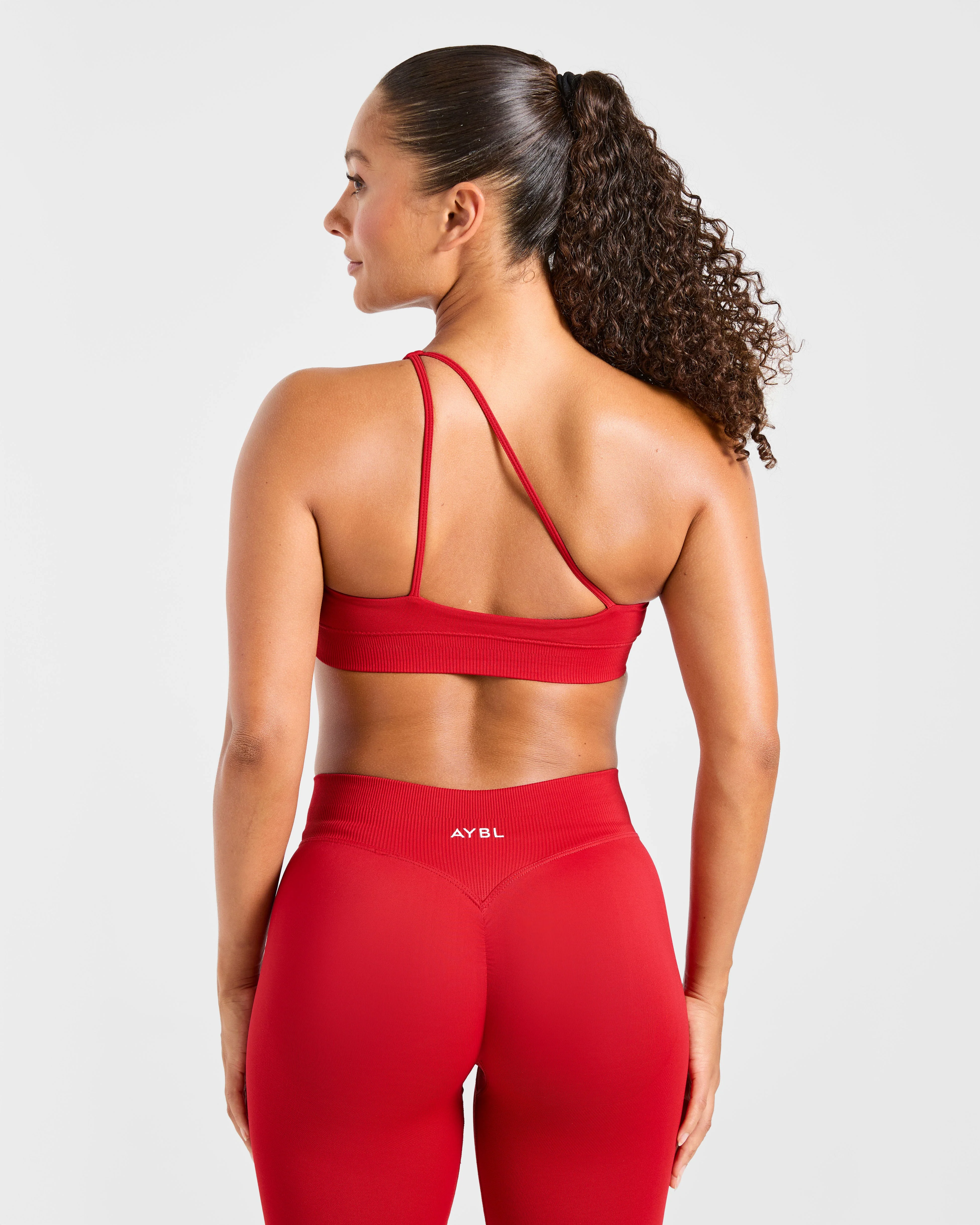 Enhance Seamless One Shoulder Sports Bra - Rouge - Image 2