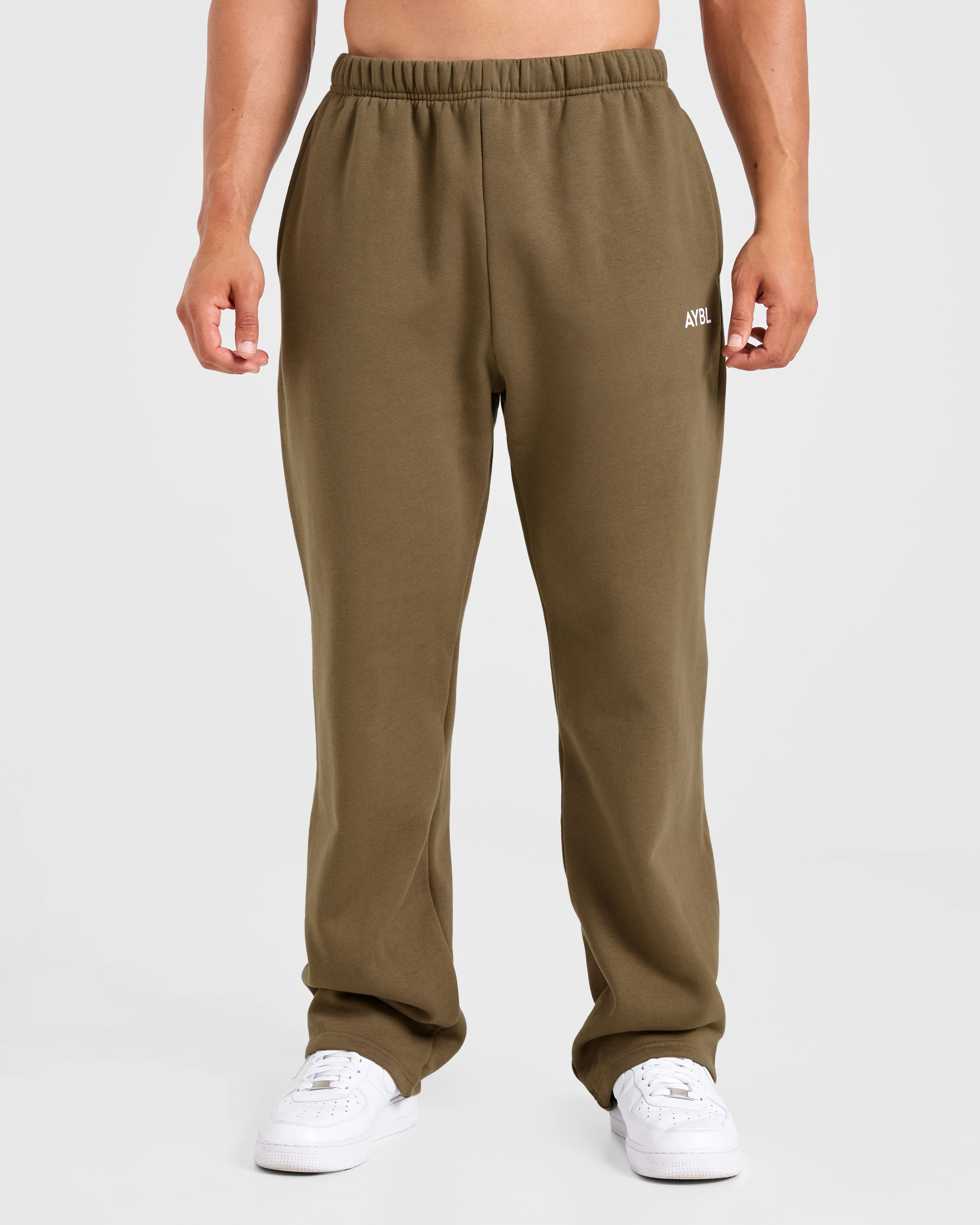 Essential Oversized Straight Leg Joggers- Olive Vert