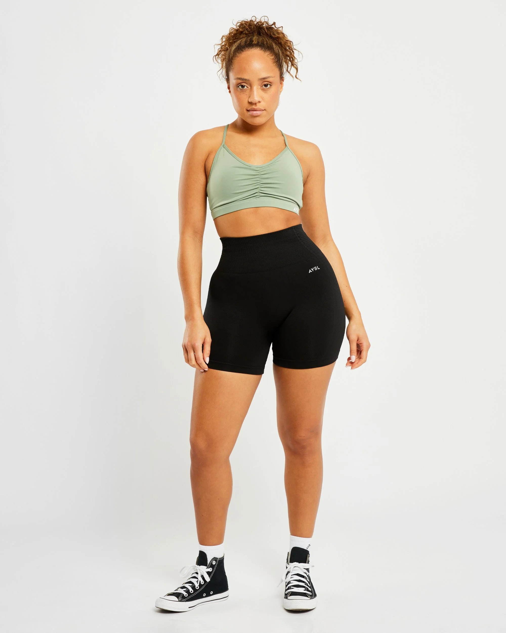 Essential Ruched Sports Bra - Olive Vert - Image 11