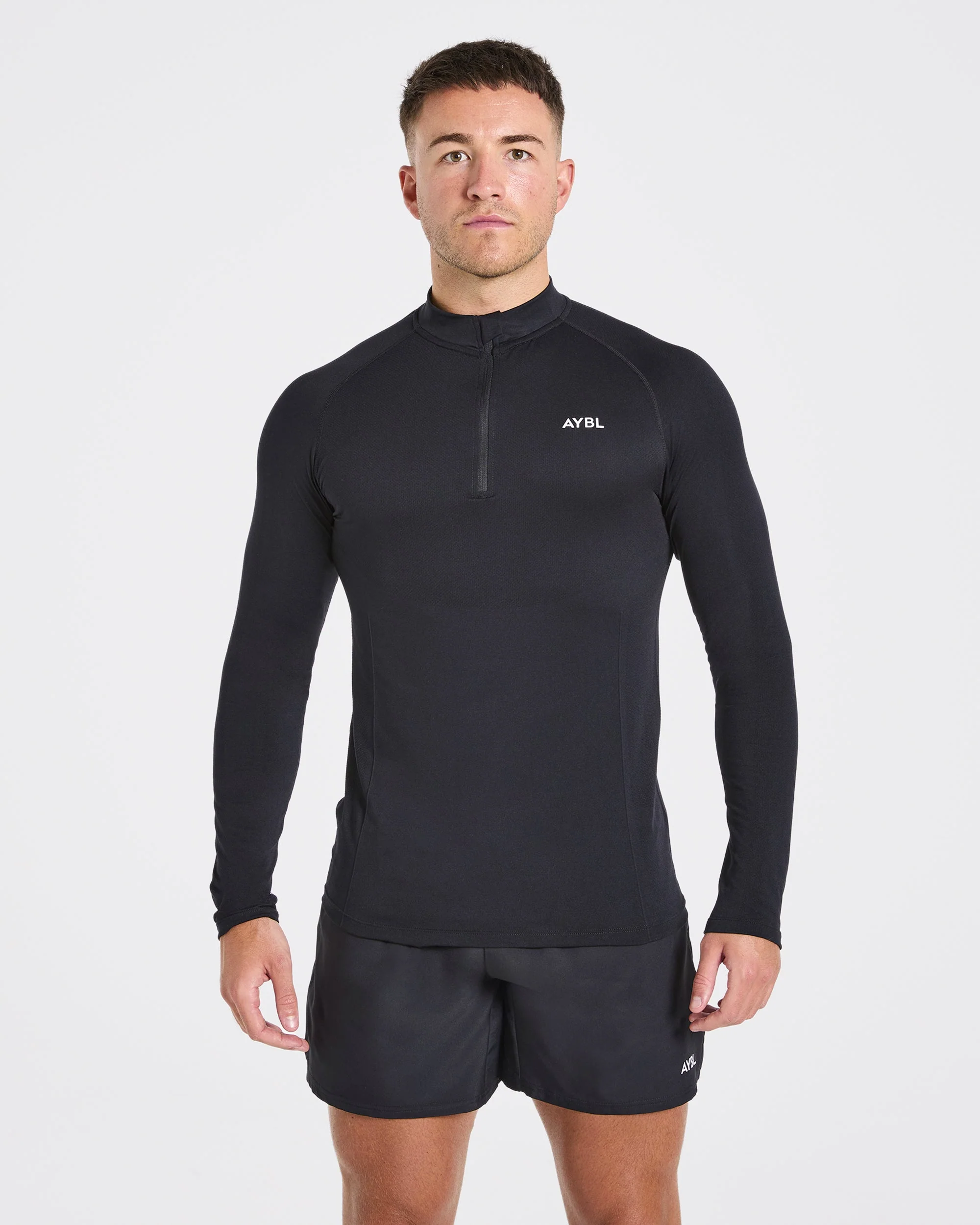 Essential Seamless 1/4 Zip Pullover - Noir