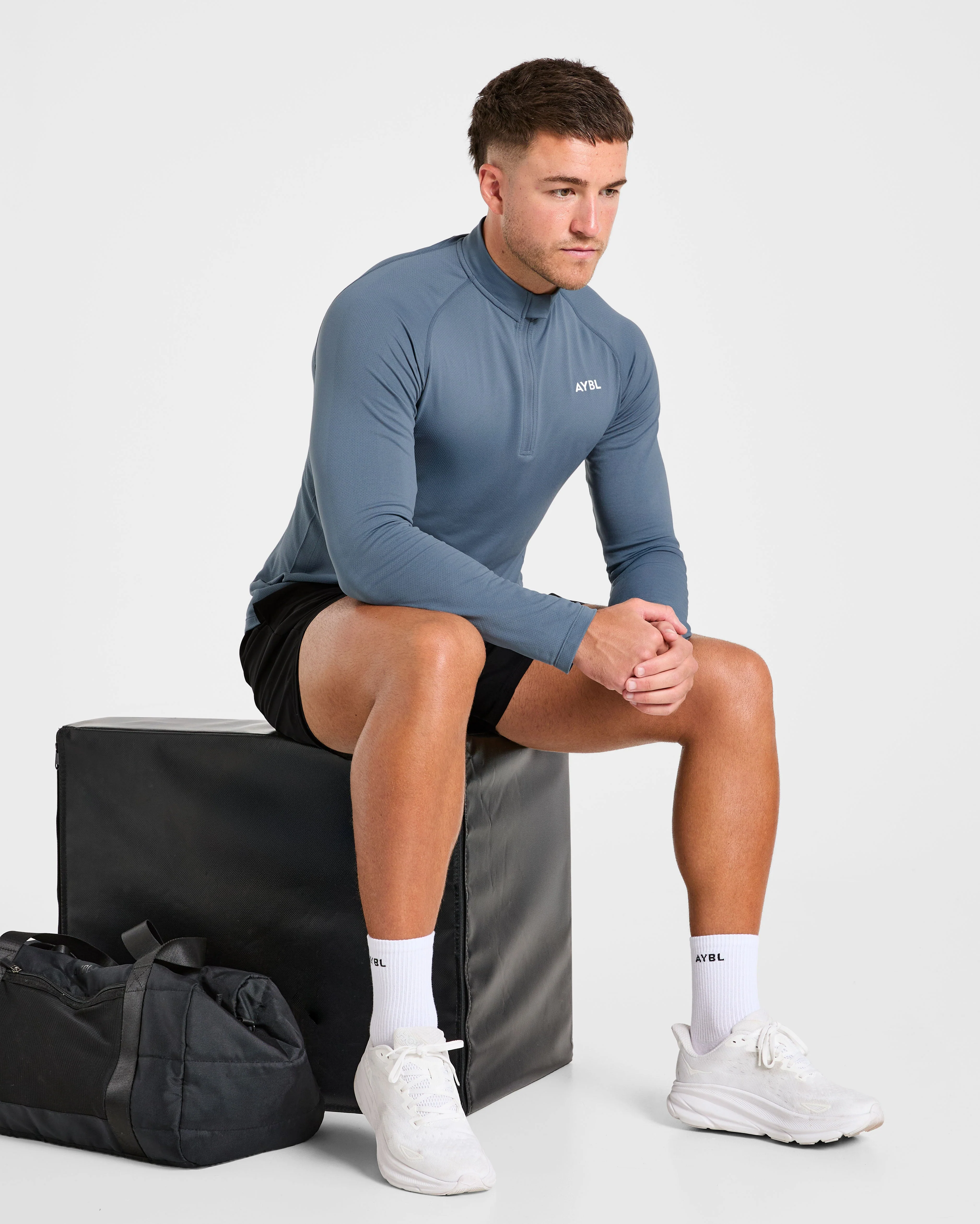 Essential Seamless 1/4 Zip Pullover - Slate Bleu - Image 8