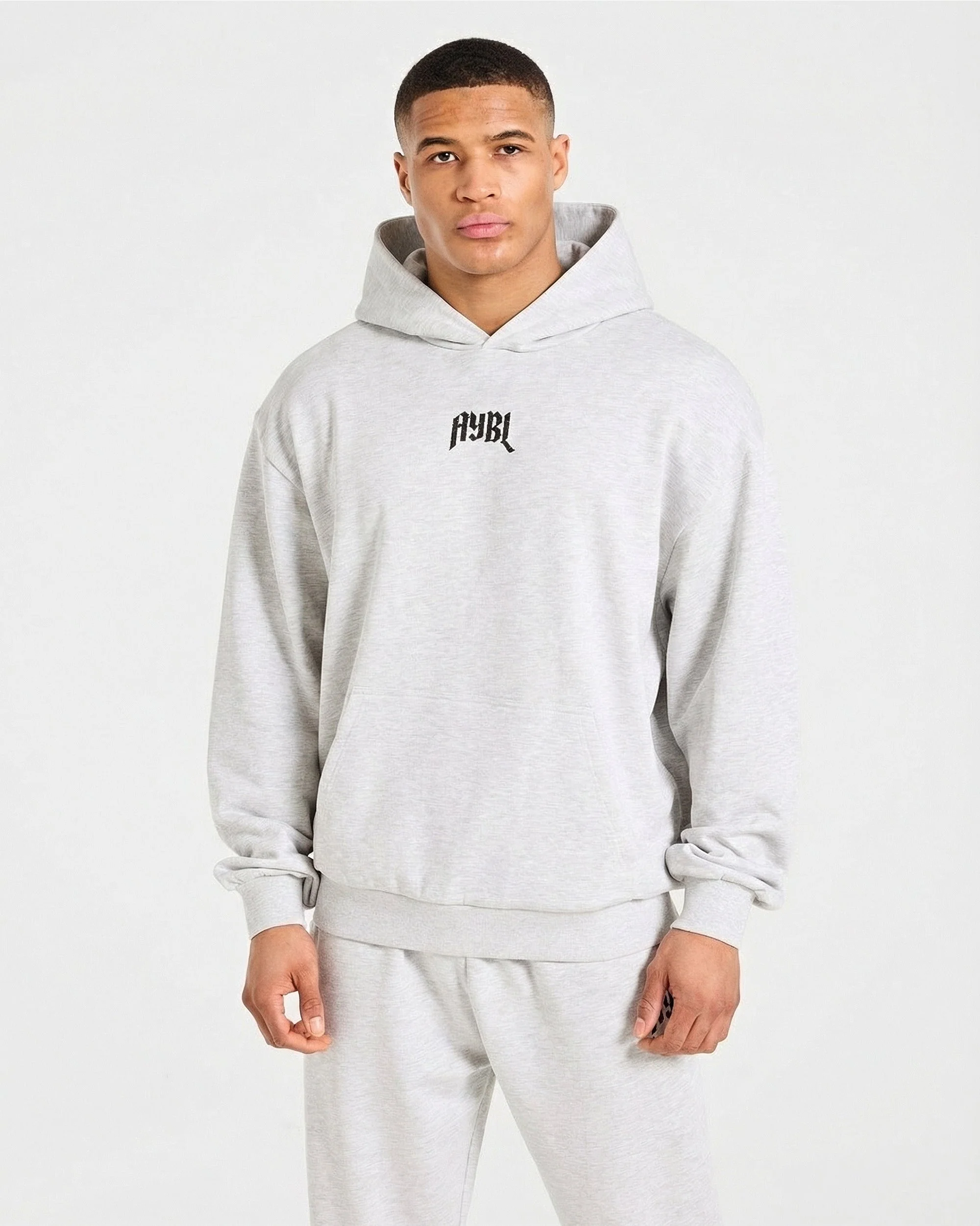 Heavy Lifting Gothic Oversized Hoodie - Gris Marl - Image 2