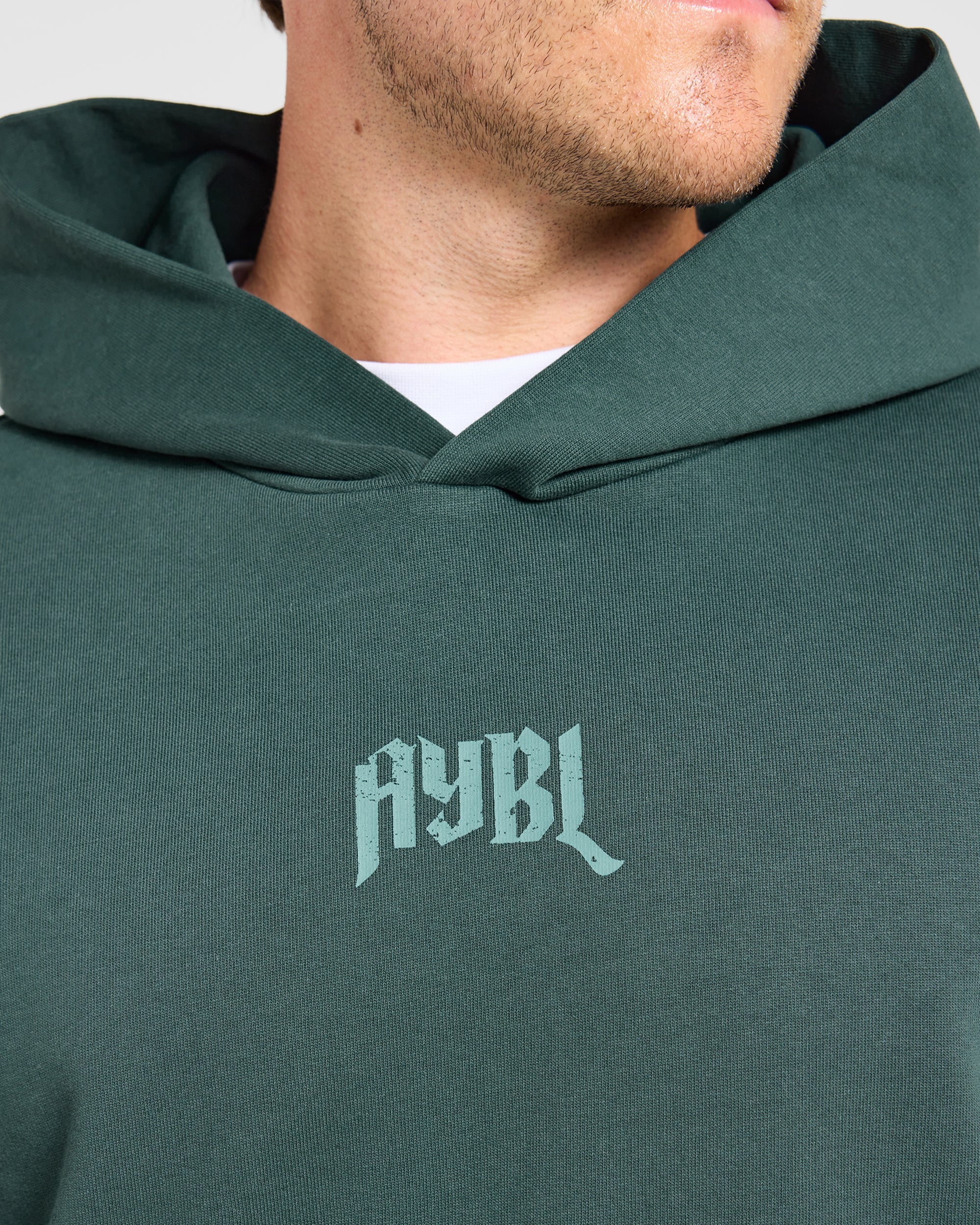 Heavy Lifting Gothic Oversized Hoodie - Midnight Teal - Image 5