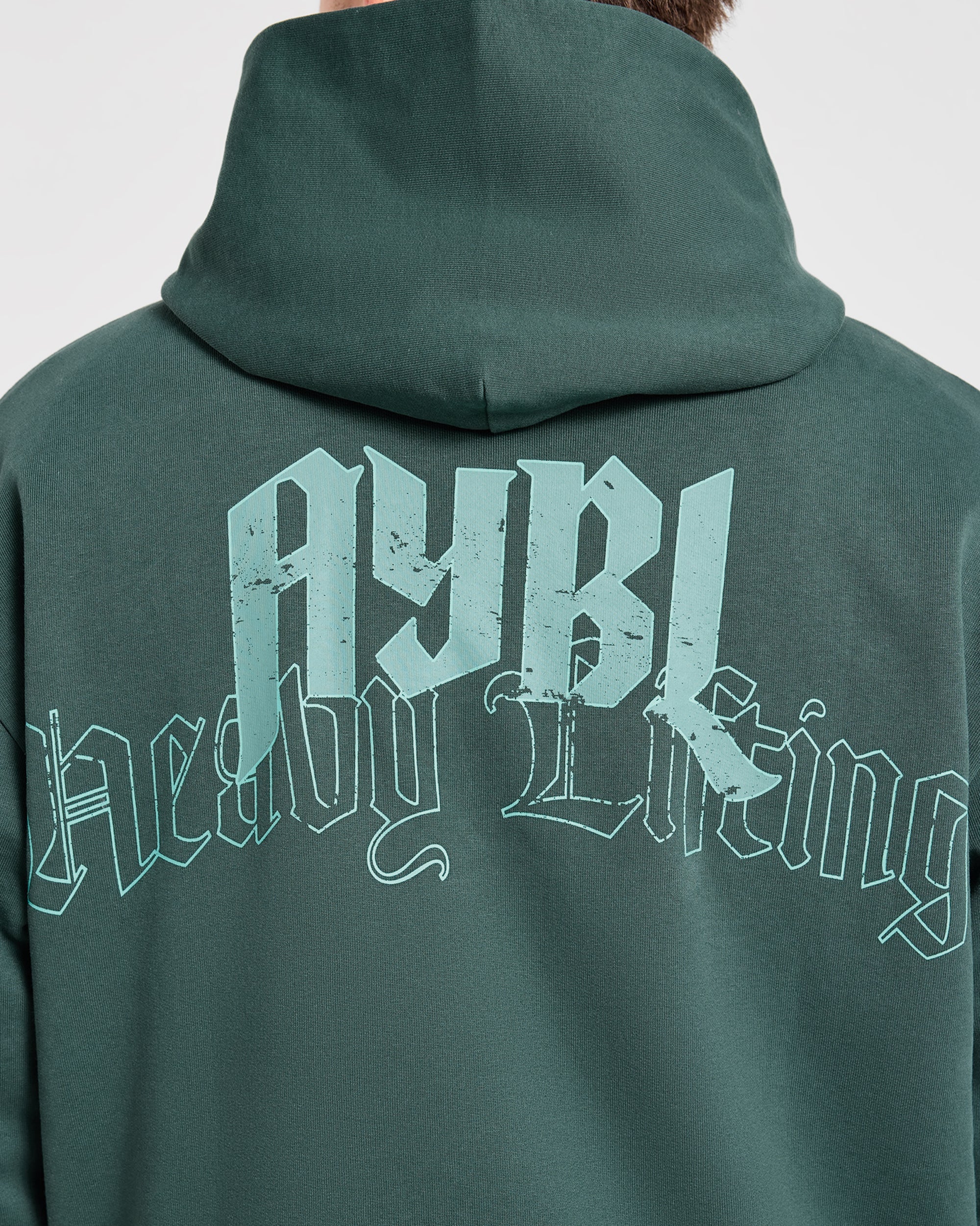 Heavy Lifting Gothic Oversized Hoodie - Midnight Teal - Image 6