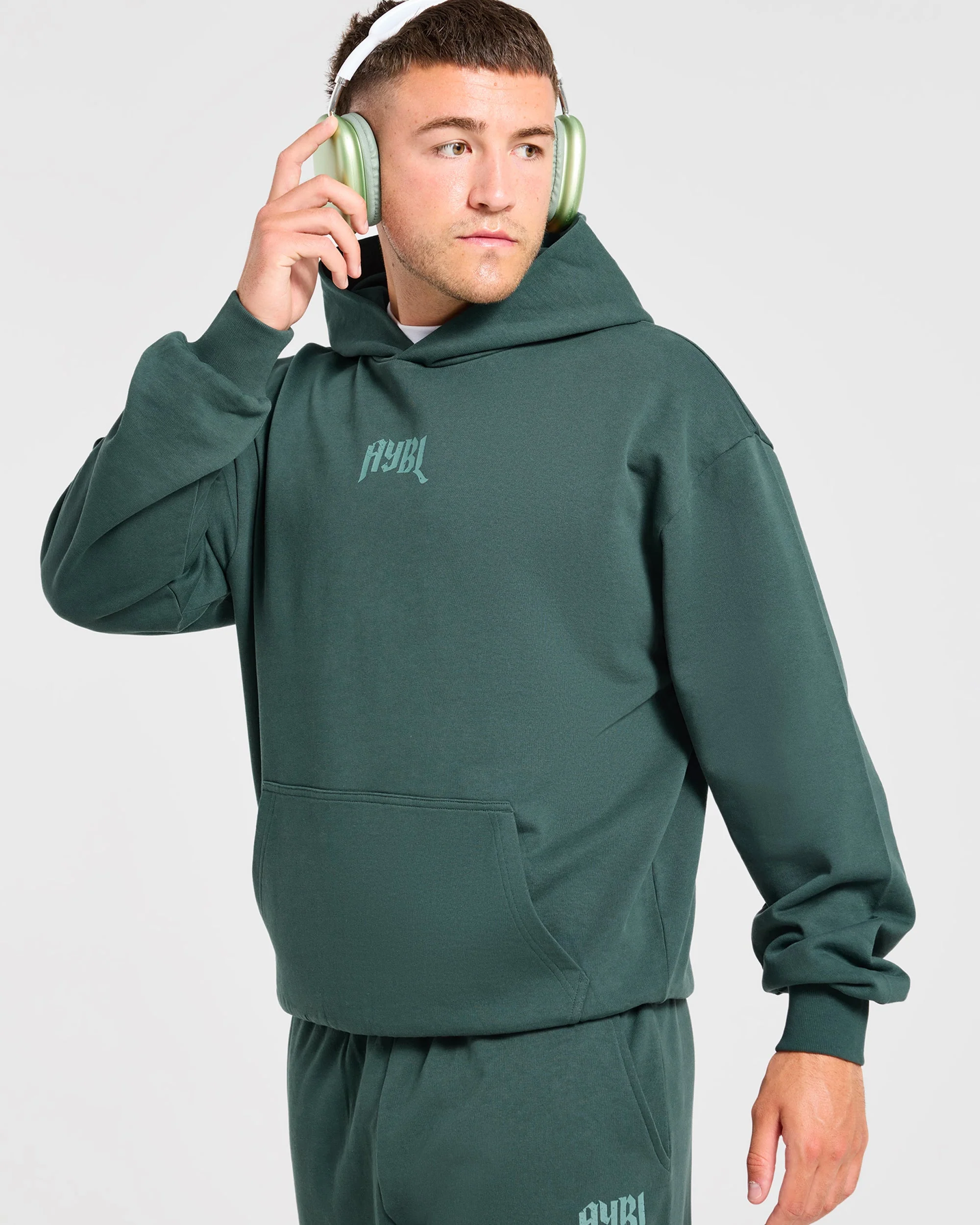 Heavy Lifting Gothic Oversized Hoodie - Midnight Teal - Image 7