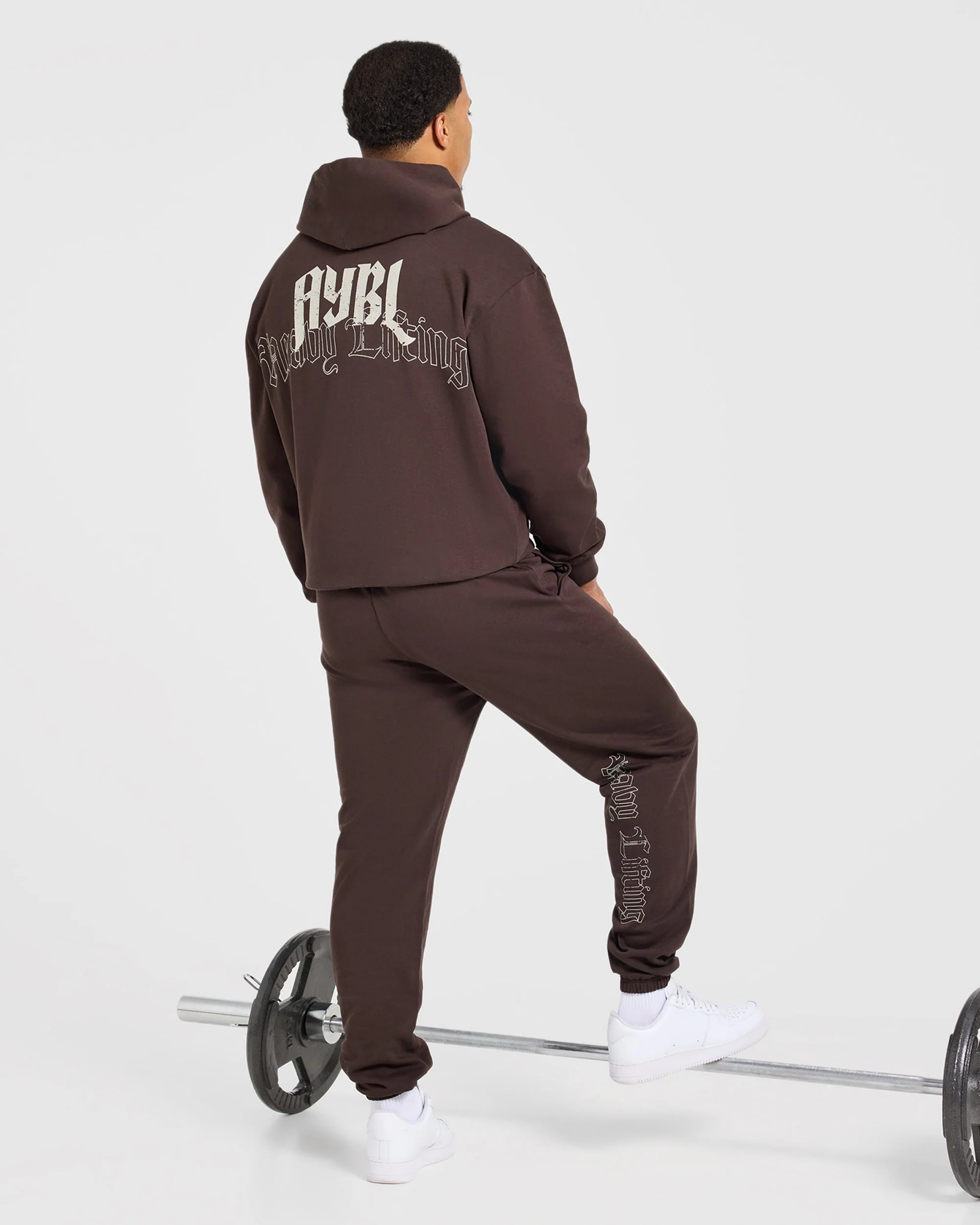 Heavy Lifting Gothic Oversized Joggers - Marron/Crème - Image 7