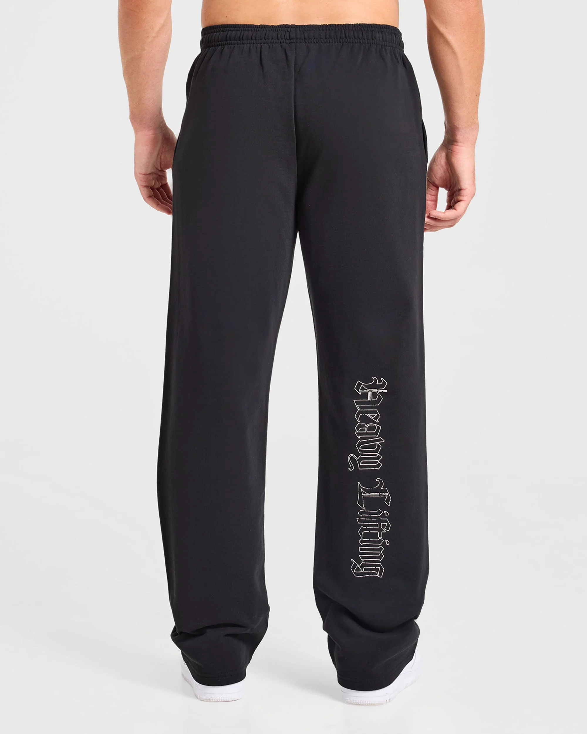 Heavy Lifting Gothic Oversized Straight Leg Joggers - Noir/Blanc