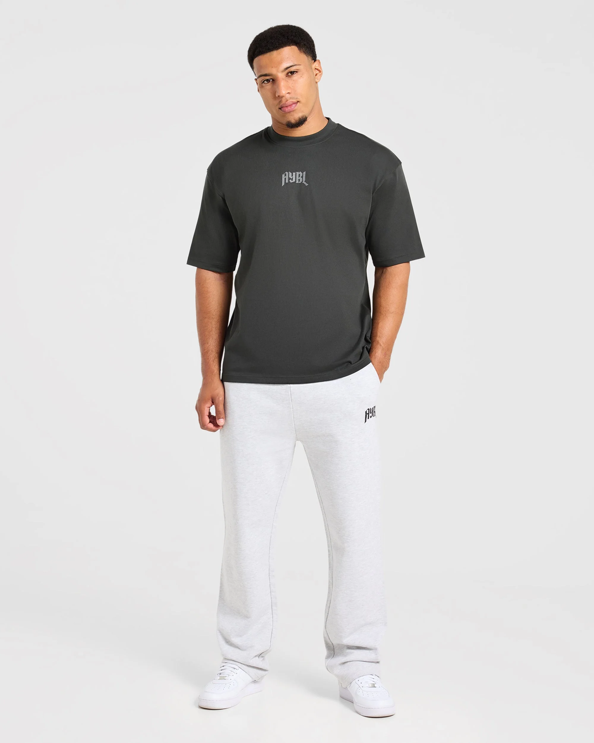 Heavy Lifting Gothic Oversized Straight Leg Joggers - Gris Marl - Image 3