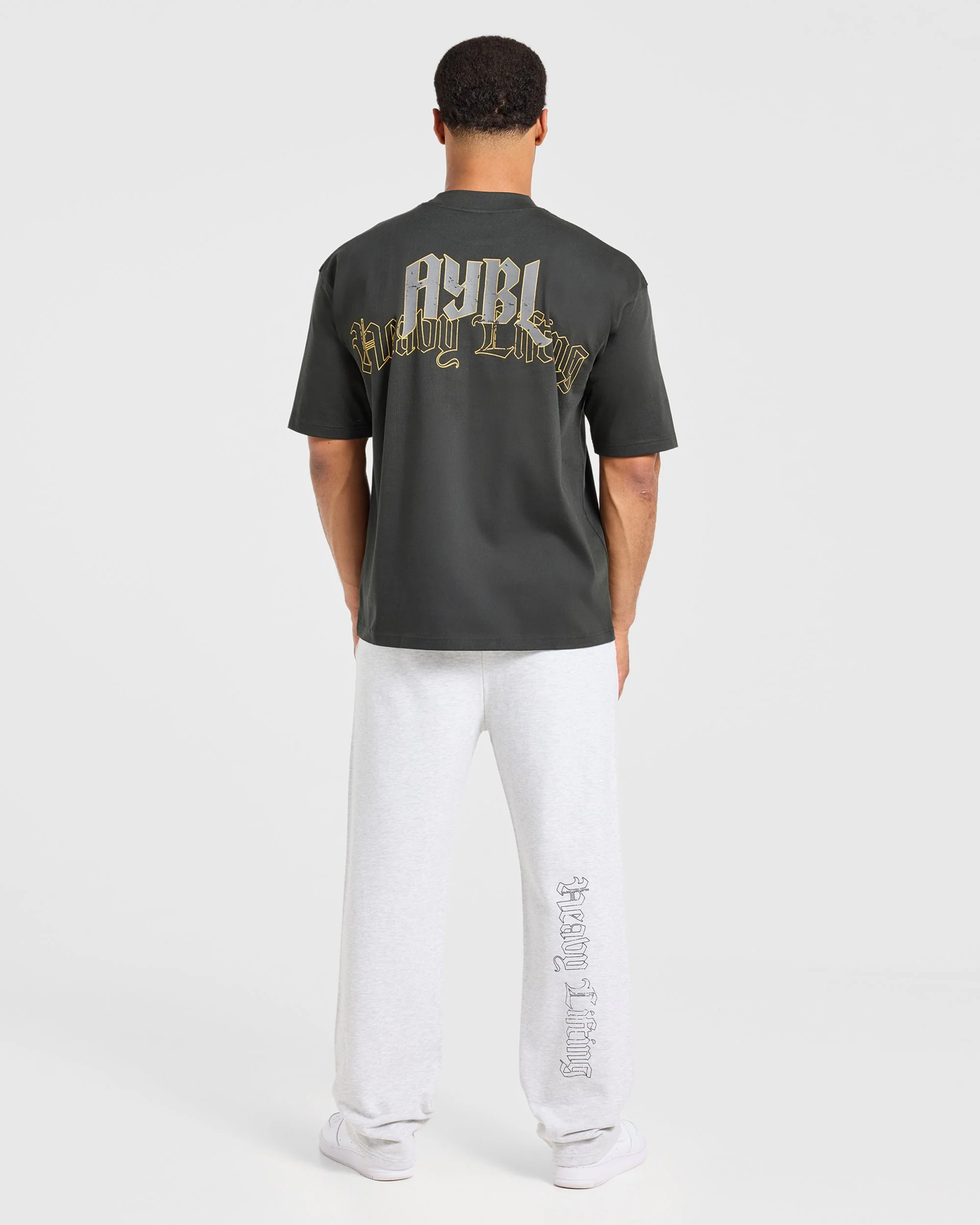 Heavy Lifting Gothic Oversized Straight Leg Joggers - Gris Marl - Image 4