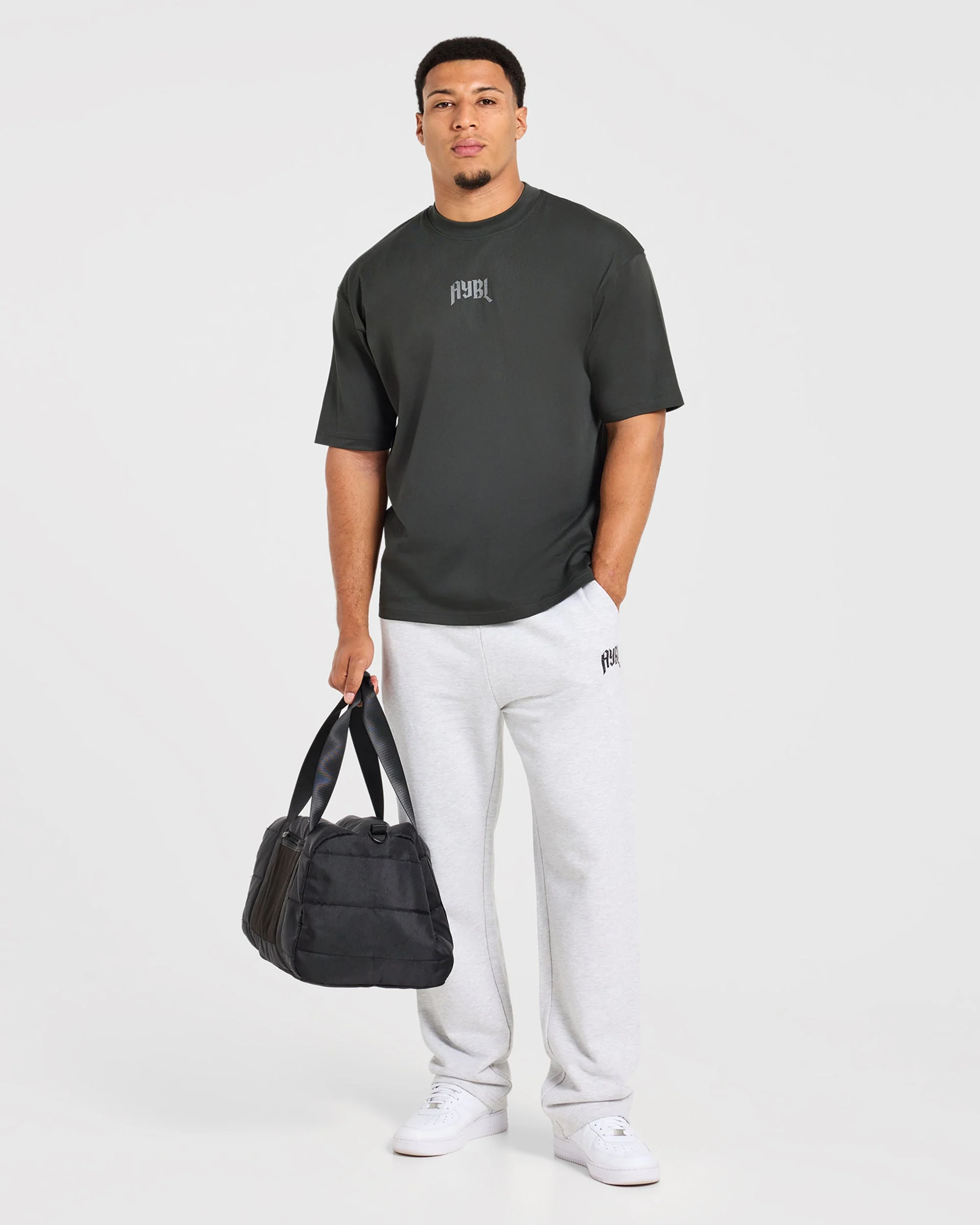 Heavy Lifting Gothic Oversized Straight Leg Joggers - Gris Marl - Image 7