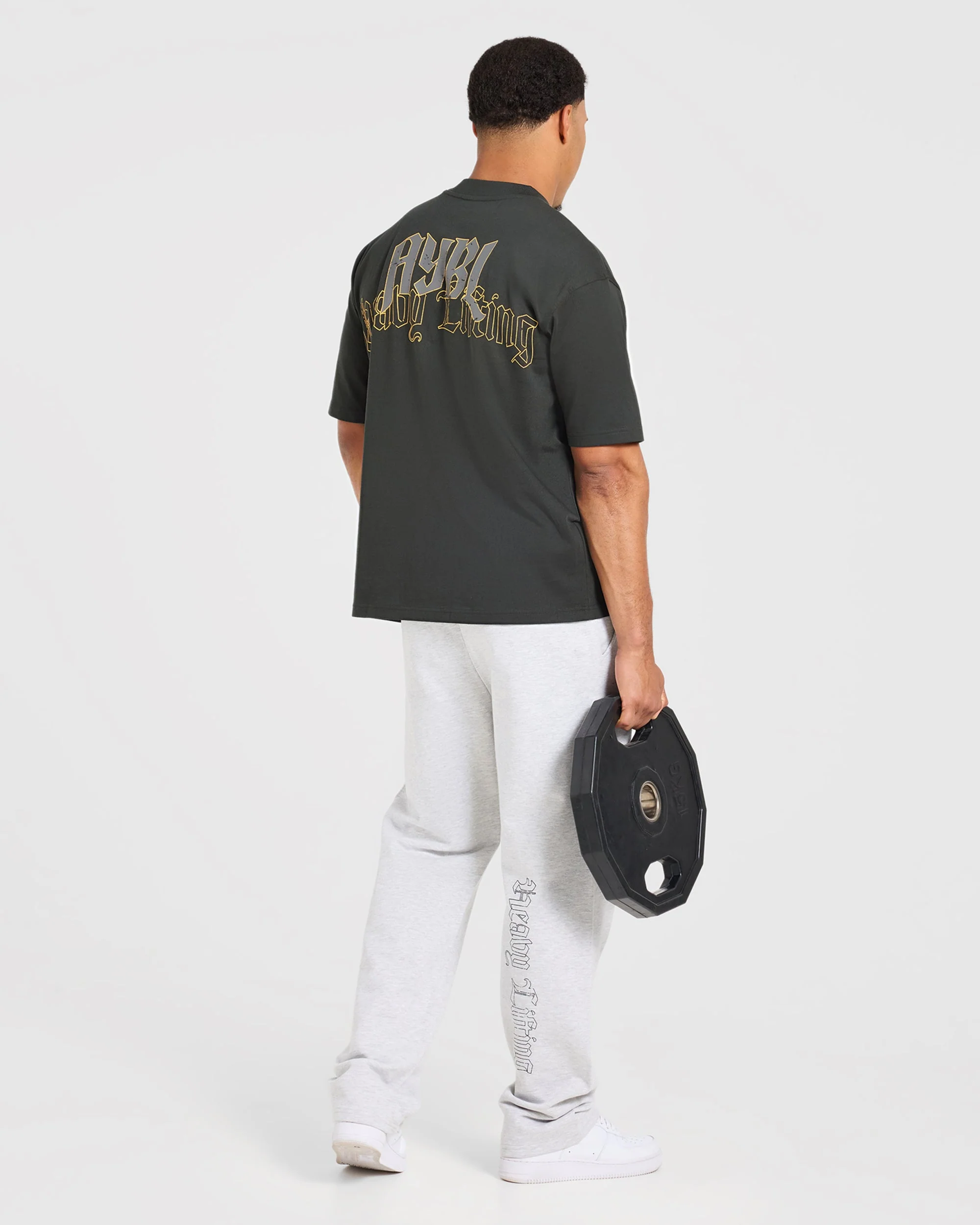 Heavy Lifting Gothic Oversized Straight Leg Joggers - Gris Marl - Image 8