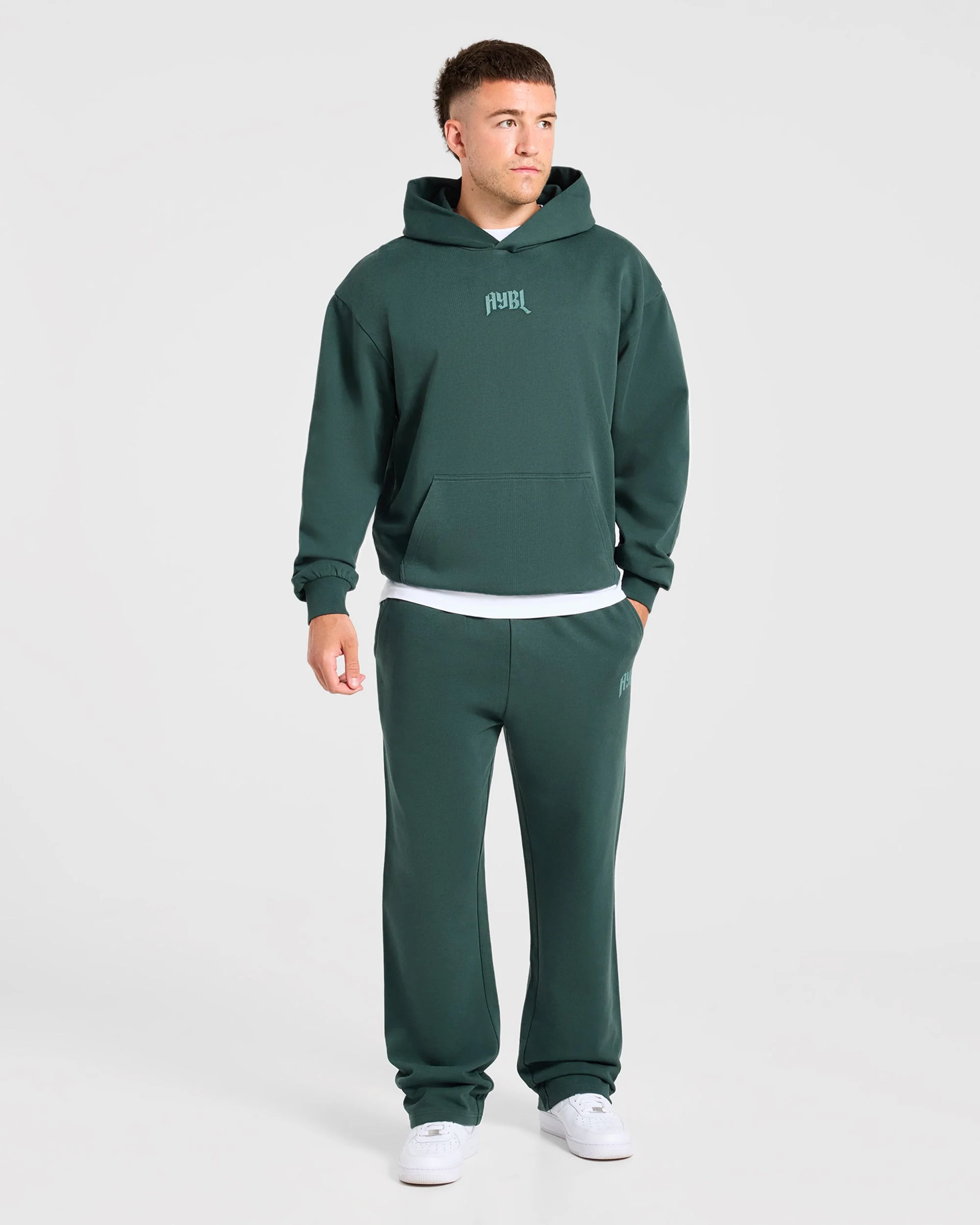 Heavy Lifting Gothic Oversized Straight Leg Joggers - Midnight Teal - Image 3