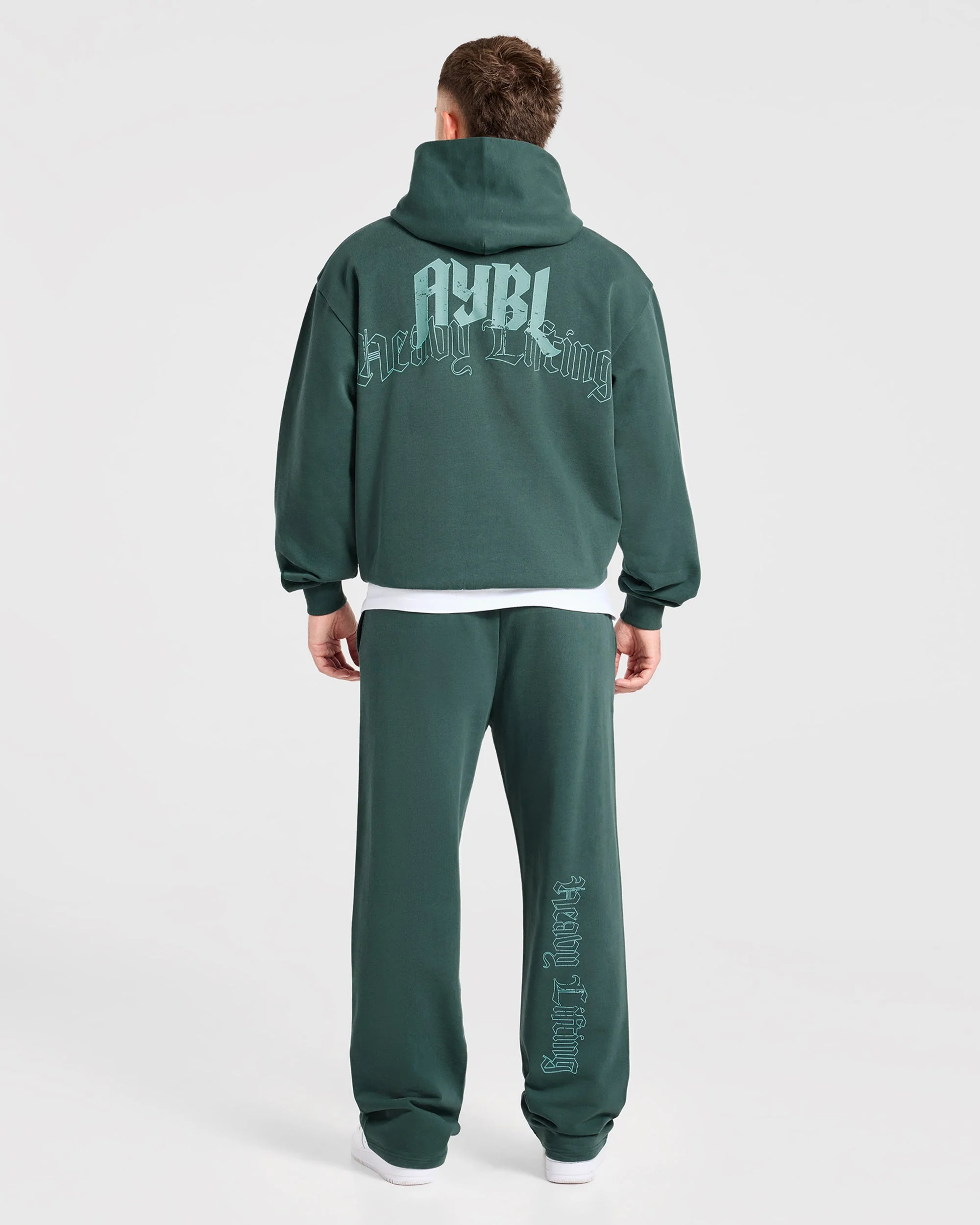 Heavy Lifting Gothic Oversized Straight Leg Joggers - Midnight Teal - Image 4