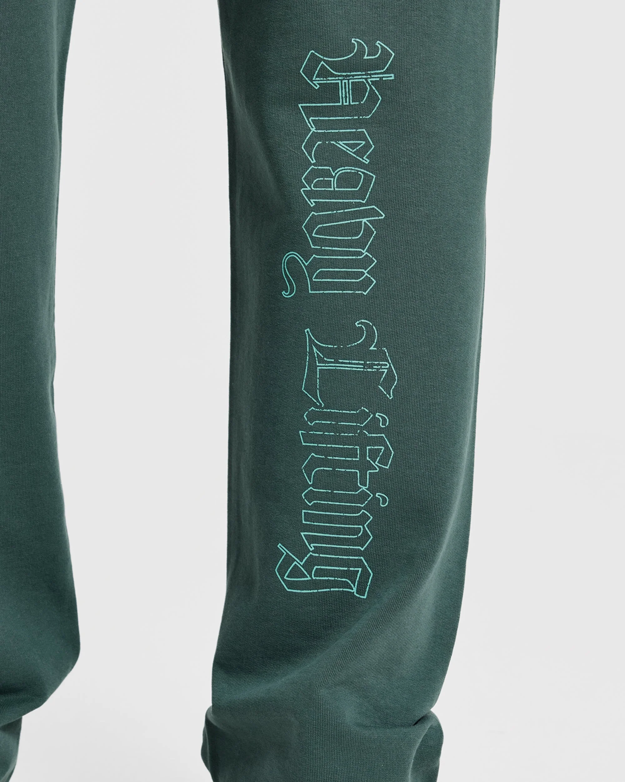 Heavy Lifting Gothic Oversized Straight Leg Joggers - Midnight Teal - Image 6