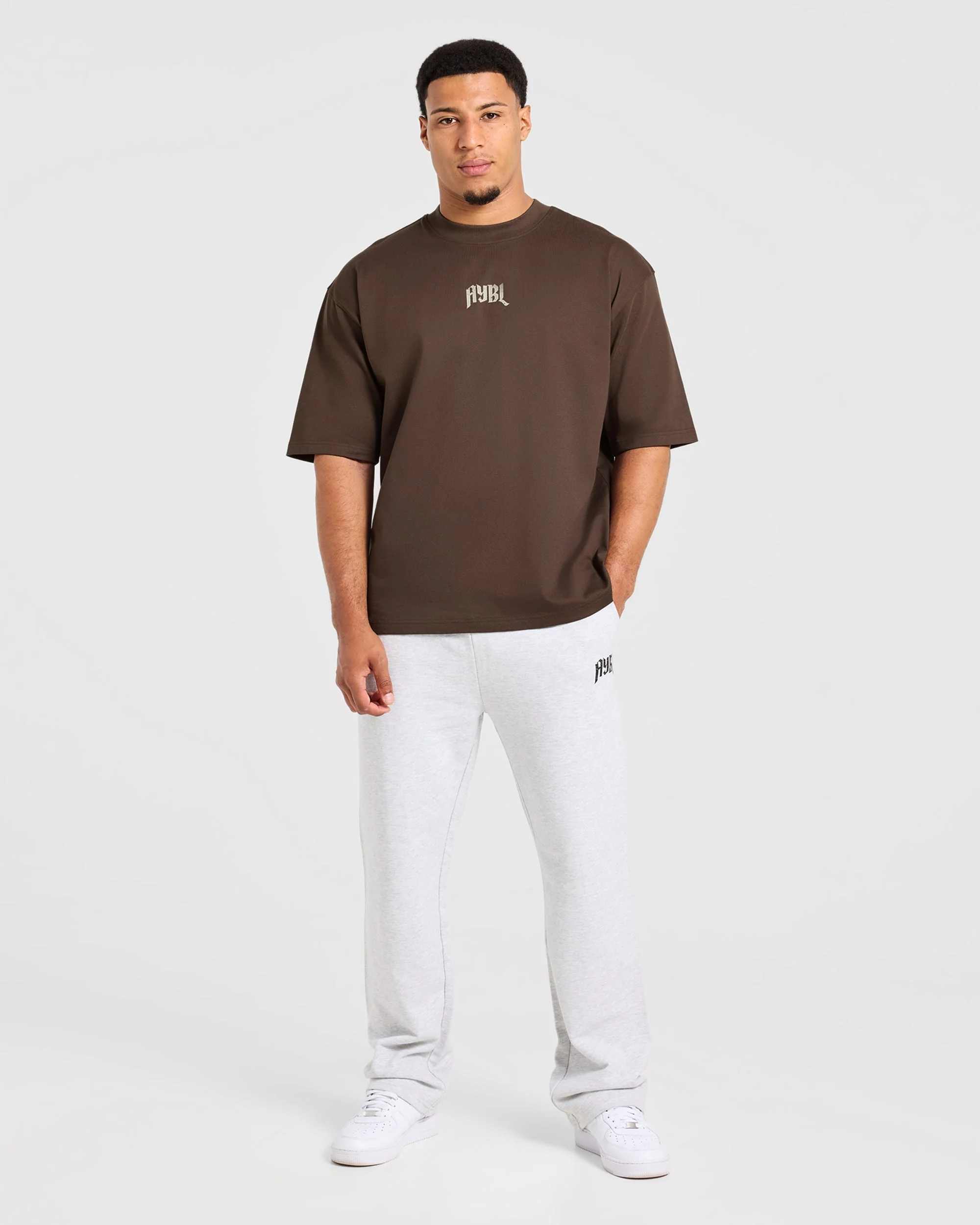 Heavy Lifting Gothic Oversized T Shirt - Marron/Crème - Image 3