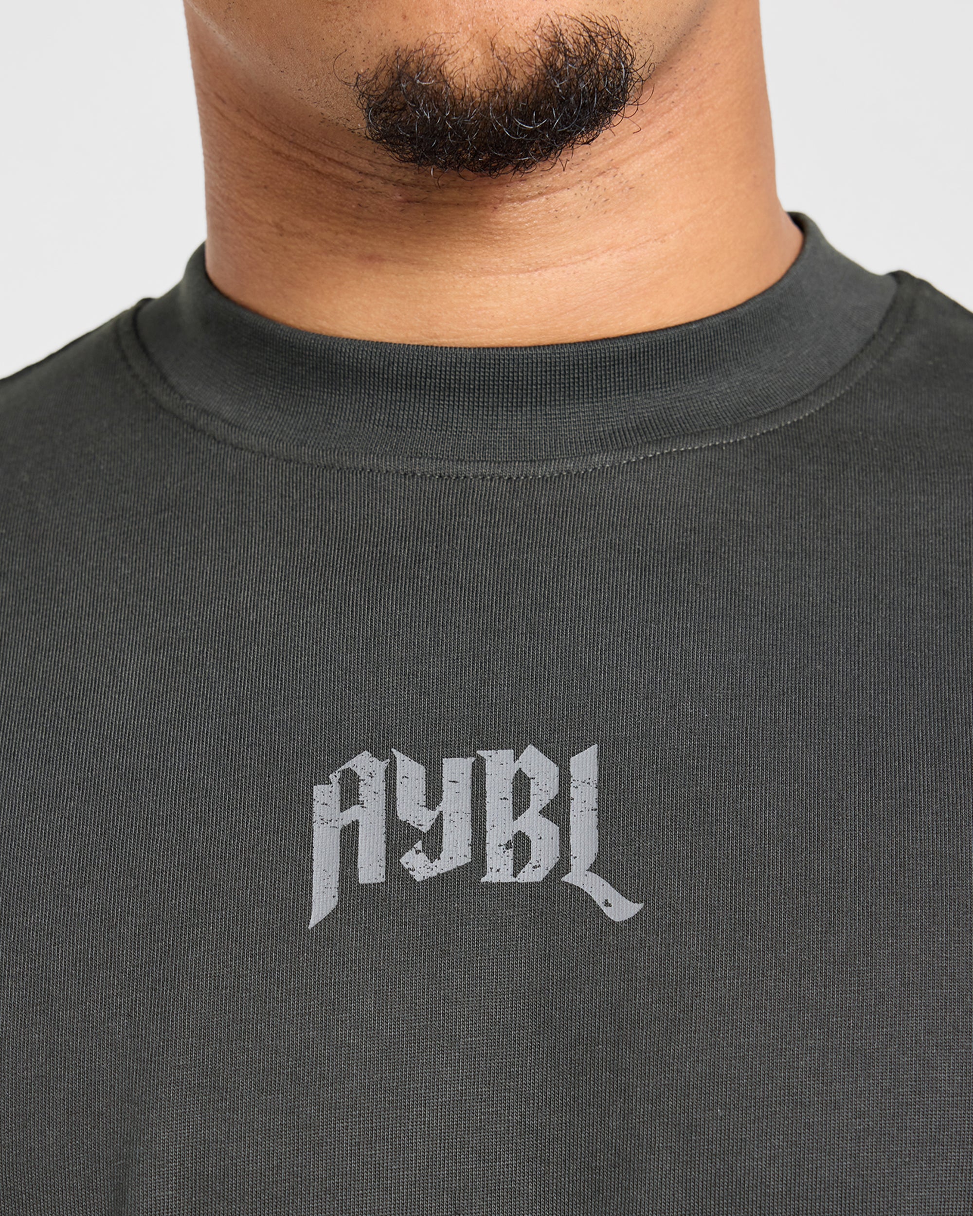 Heavy Lifting Gothic Oversized T Shirt - Charcoal/Jaune - Image 5