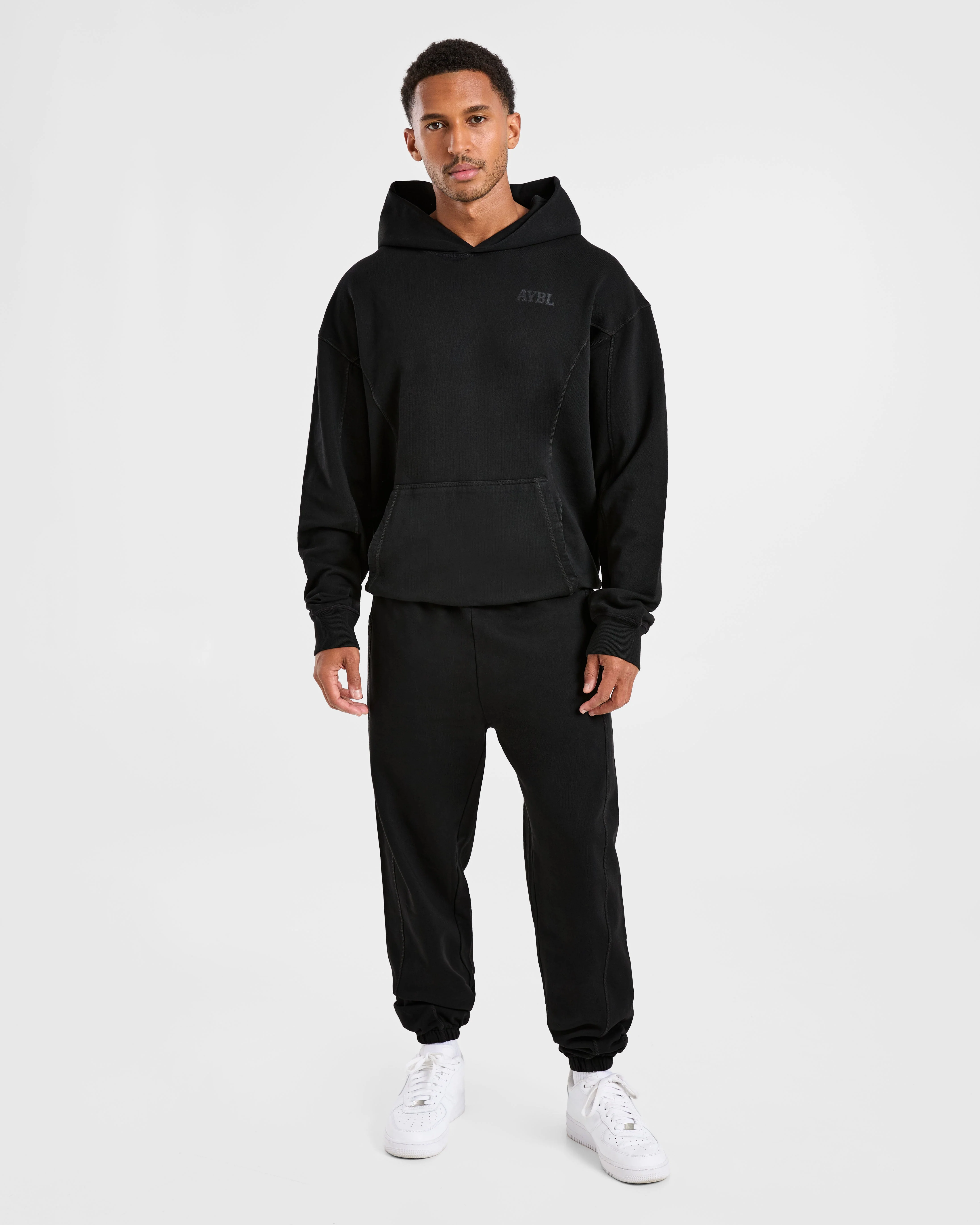 Lift Club Distressed Hoodie - Noir/Charcoal - Image 3