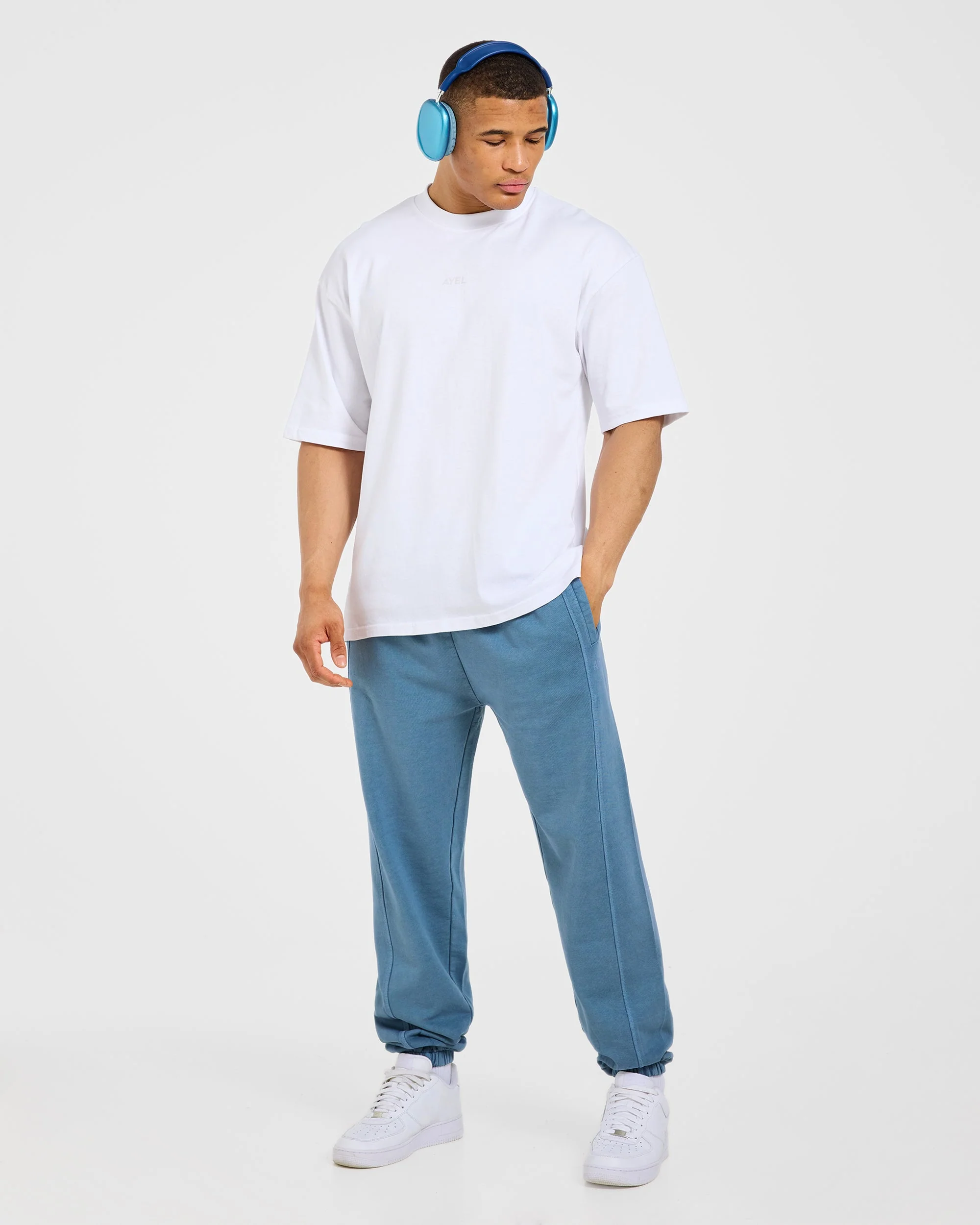 Lift Club Distressed Joggers - Washed Indigo - Image 7