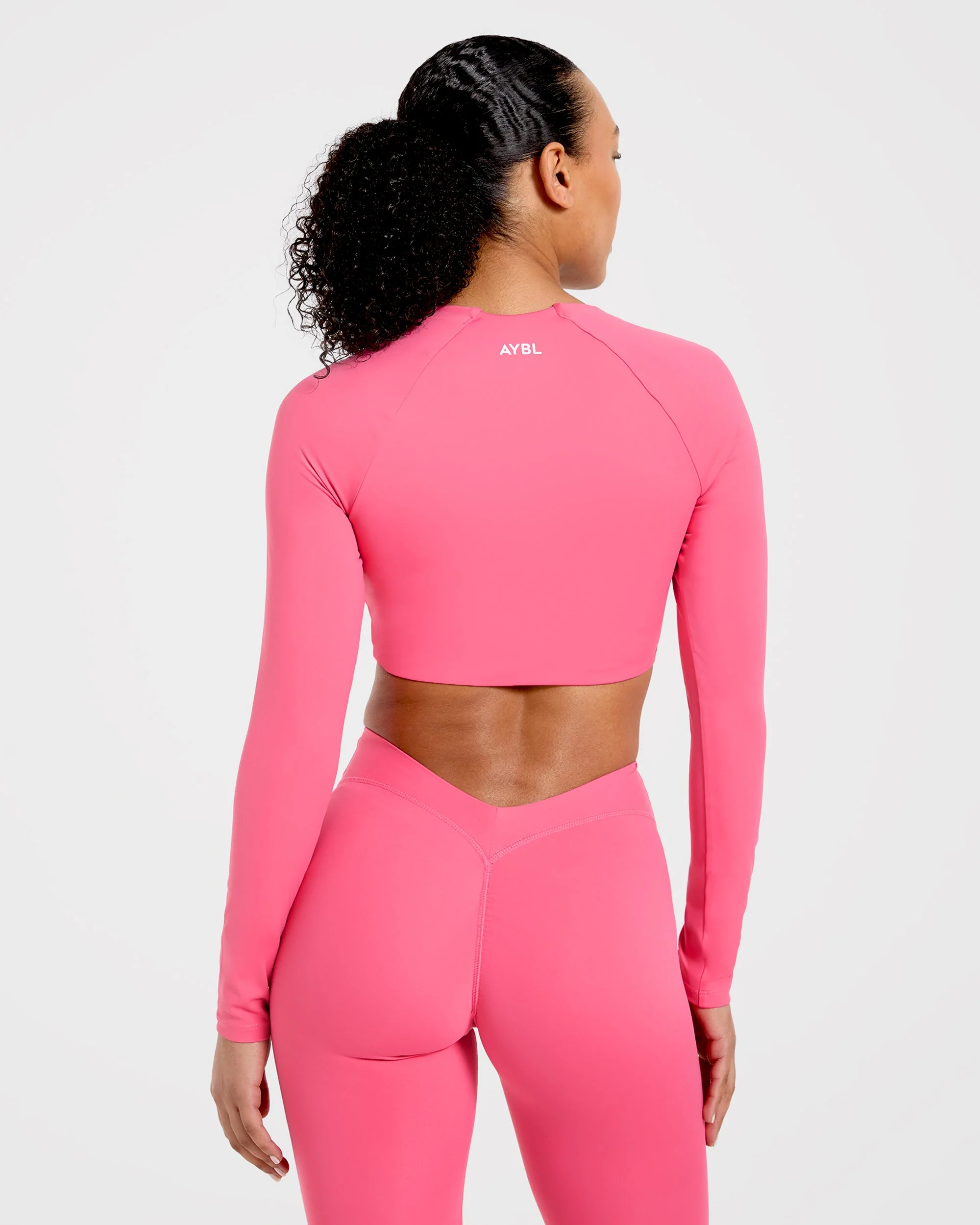 Physique Long Sleeve Crop Top - Roseberry Rose - Image 2