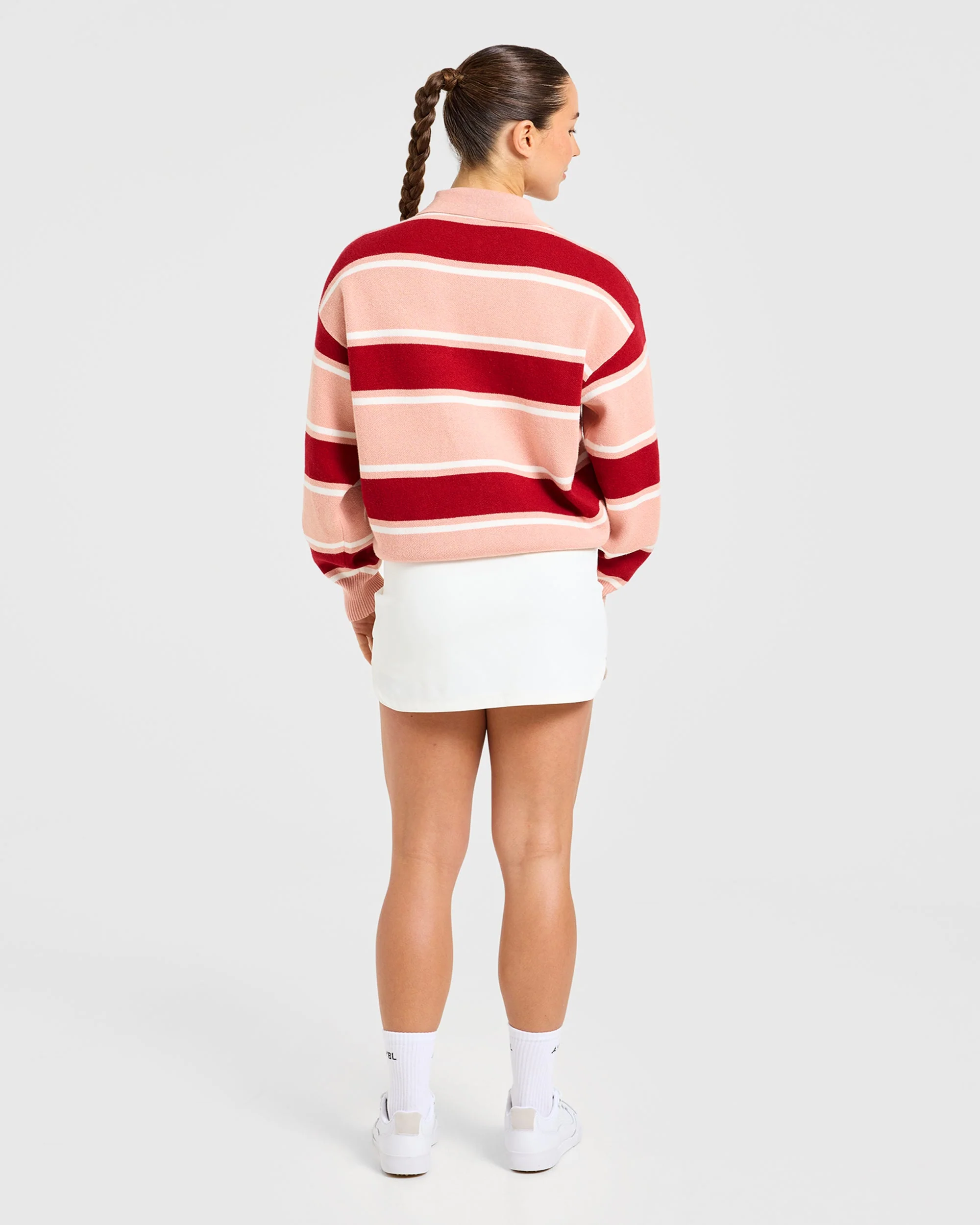 Signature Relaxed Knitted Polo - Burgundy/Rose - Image 4