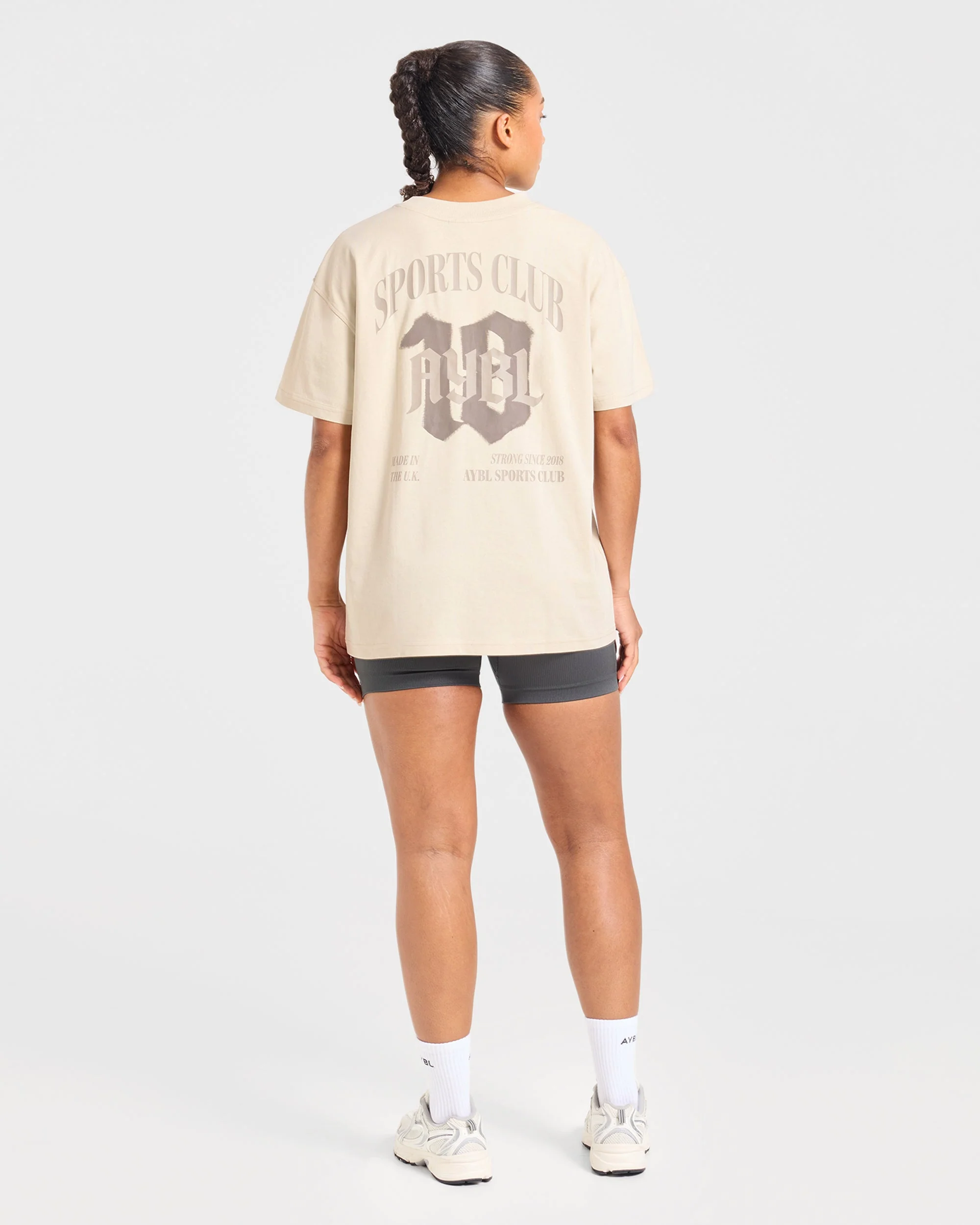 Sports Club Gothic Oversized T Shirt - Taupe Beige - Image 3