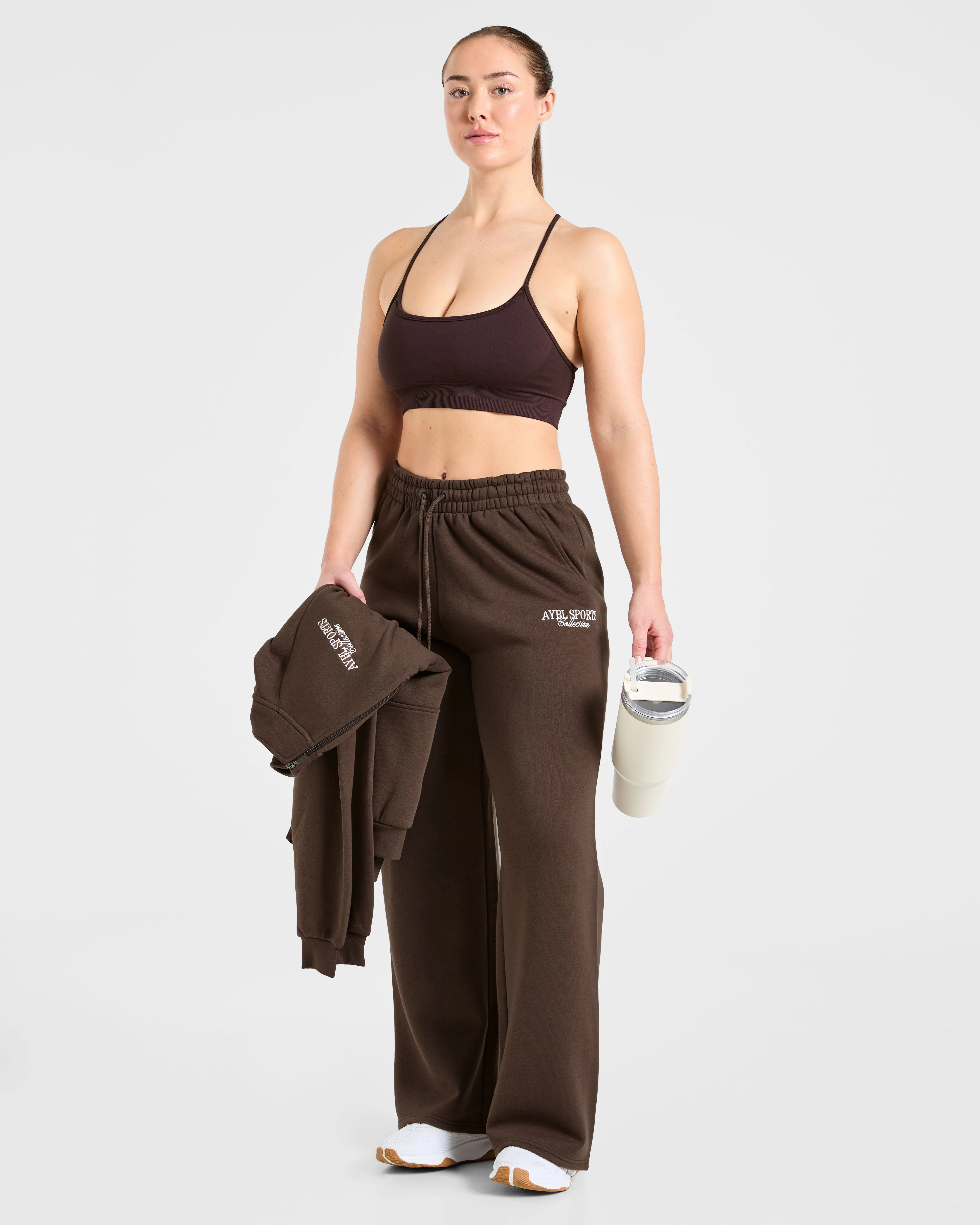 Sports Collective Oversized Straight Leg Joggers - Marron - Image 7