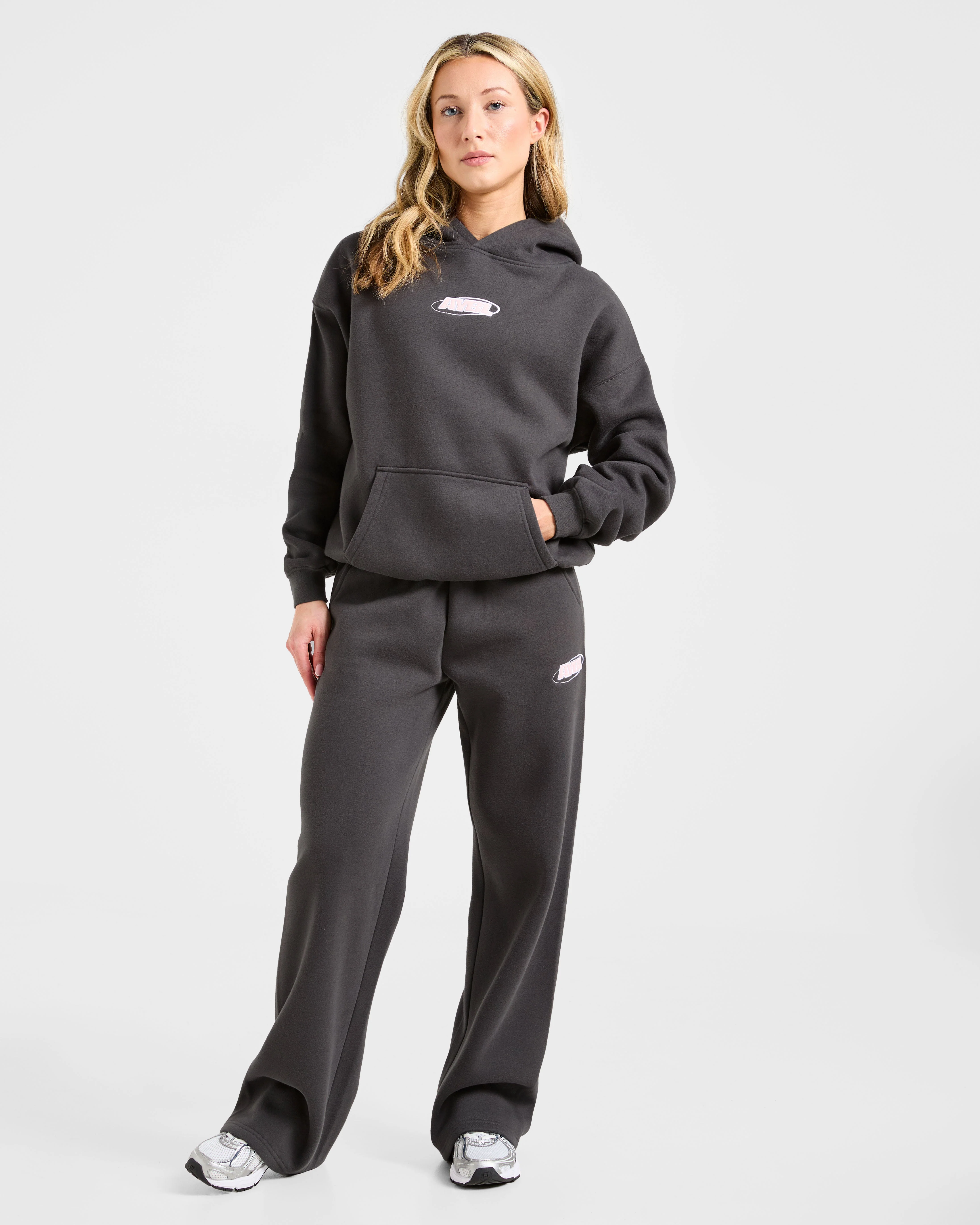 Sports Essentials Oversized Hoodie - Charcoal/Rose - Image 3
