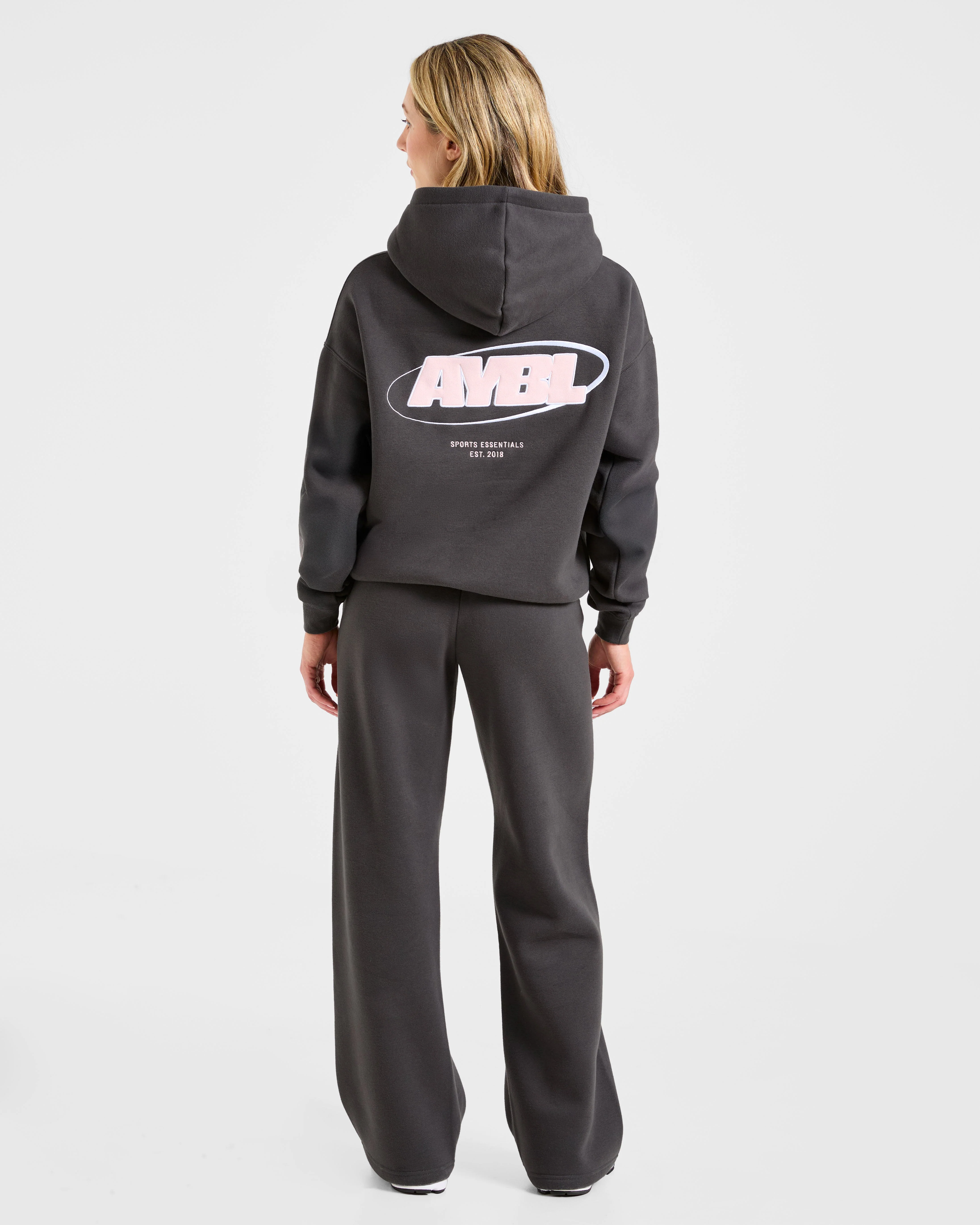 Sports Essentials Oversized Hoodie - Charcoal/Rose - Image 4