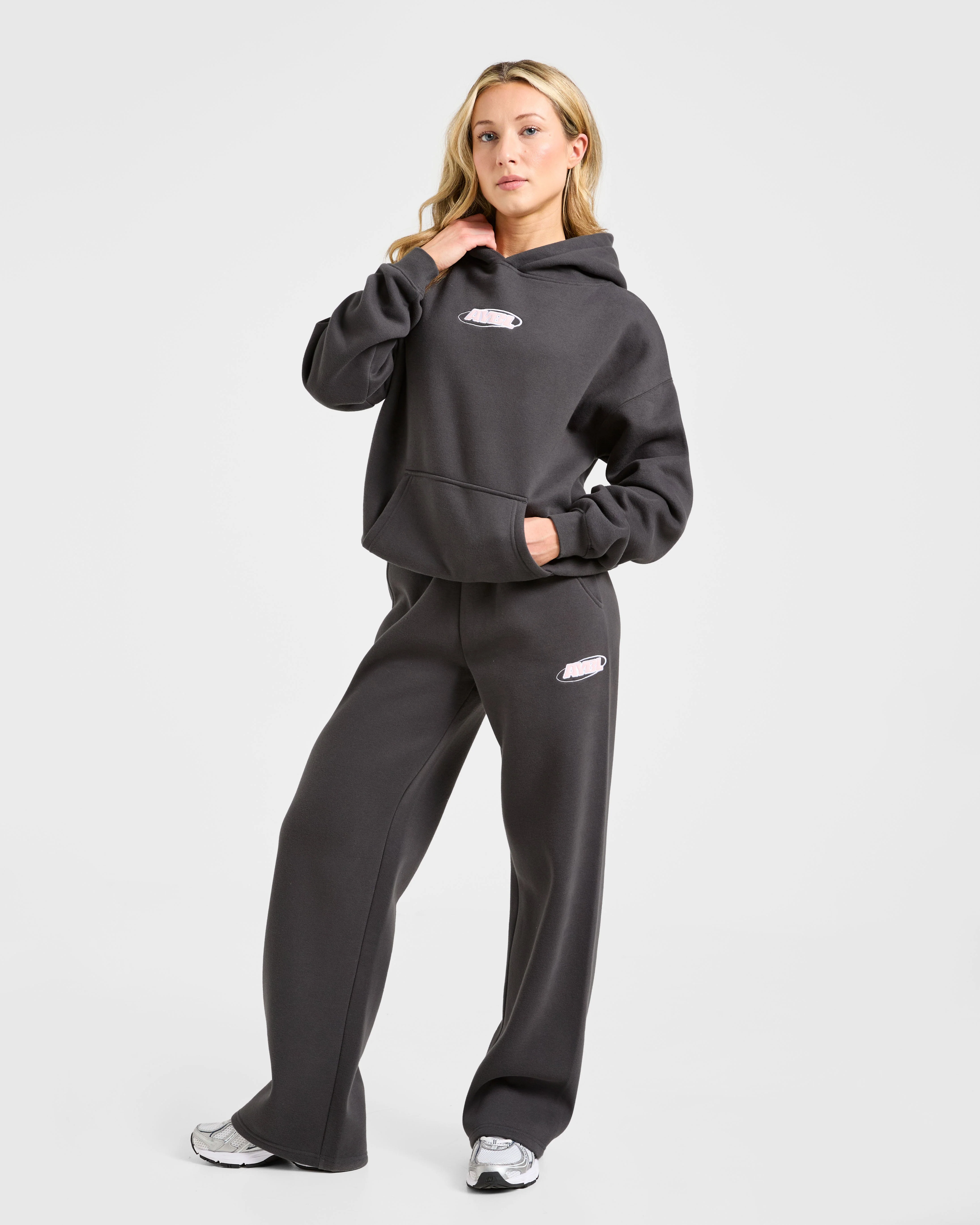 Sports Essentials Oversized Hoodie - Charcoal/Rose - Image 8